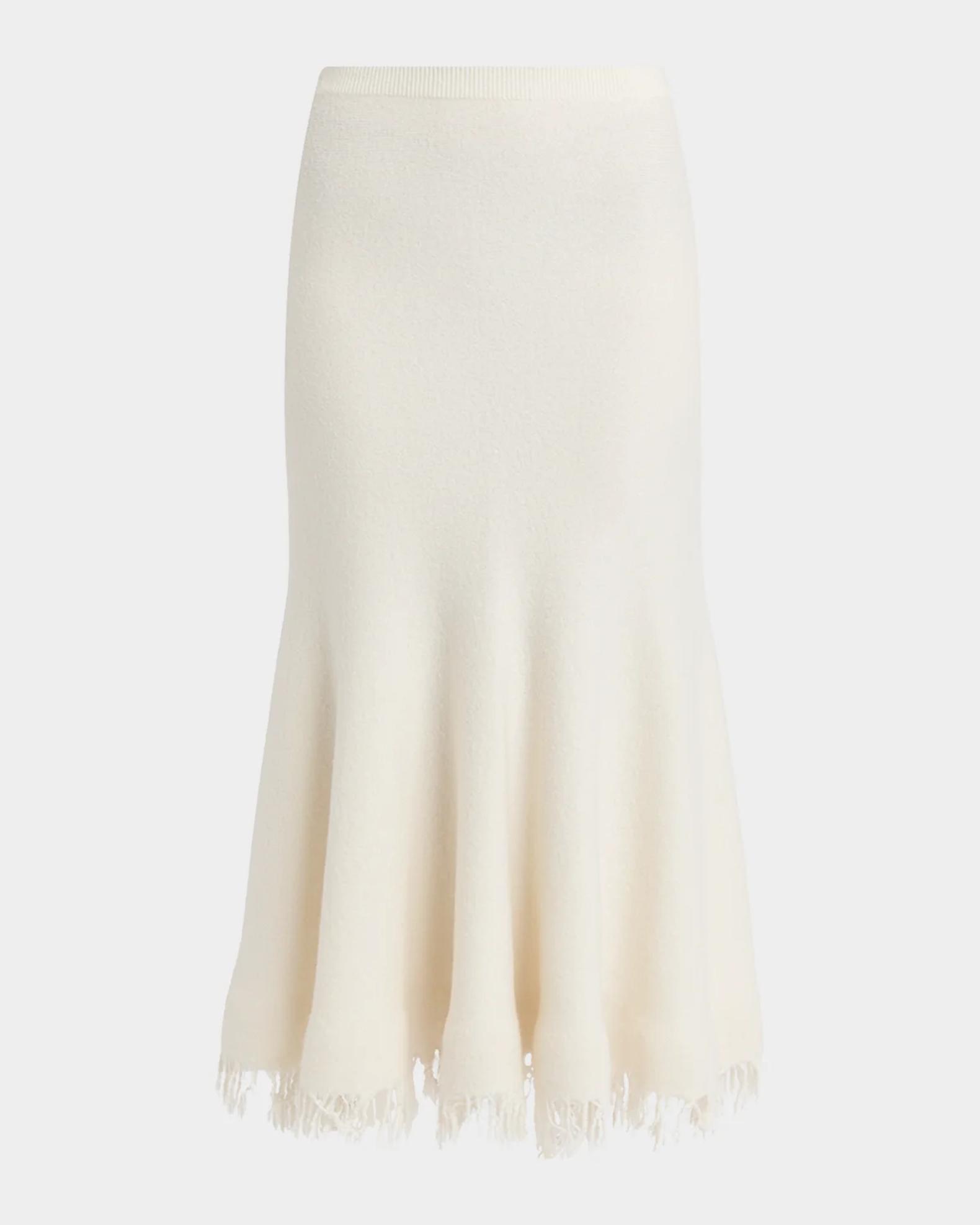 Bottega Veneta ホワイト リブ タイトスカート Bottega Veneta Wool Knit Fringe Midi Trumpet Skirt | Neiman Marcus