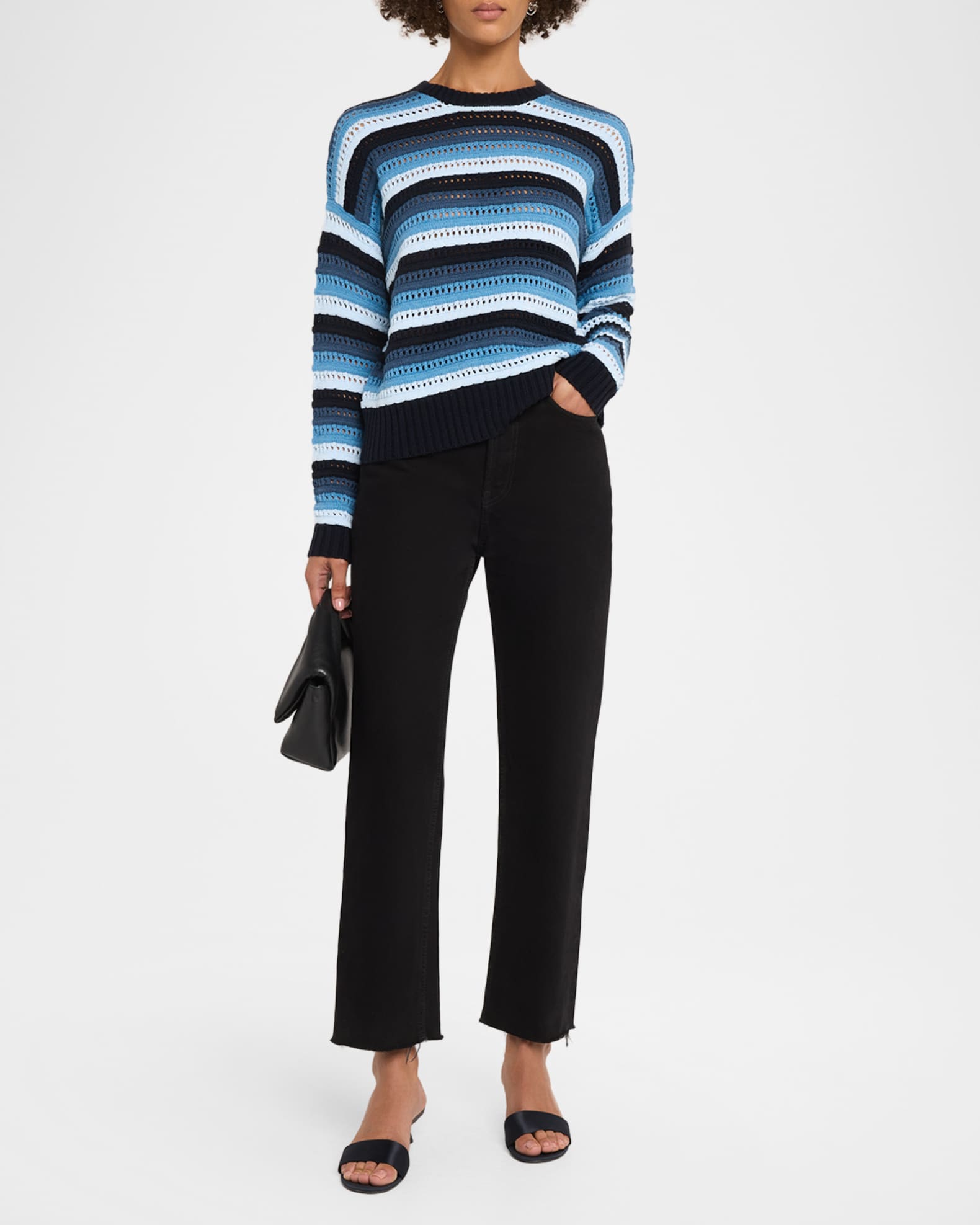 Autumn Cashmere Gradient Striped Pointelle Cotton Sweater | Neiman