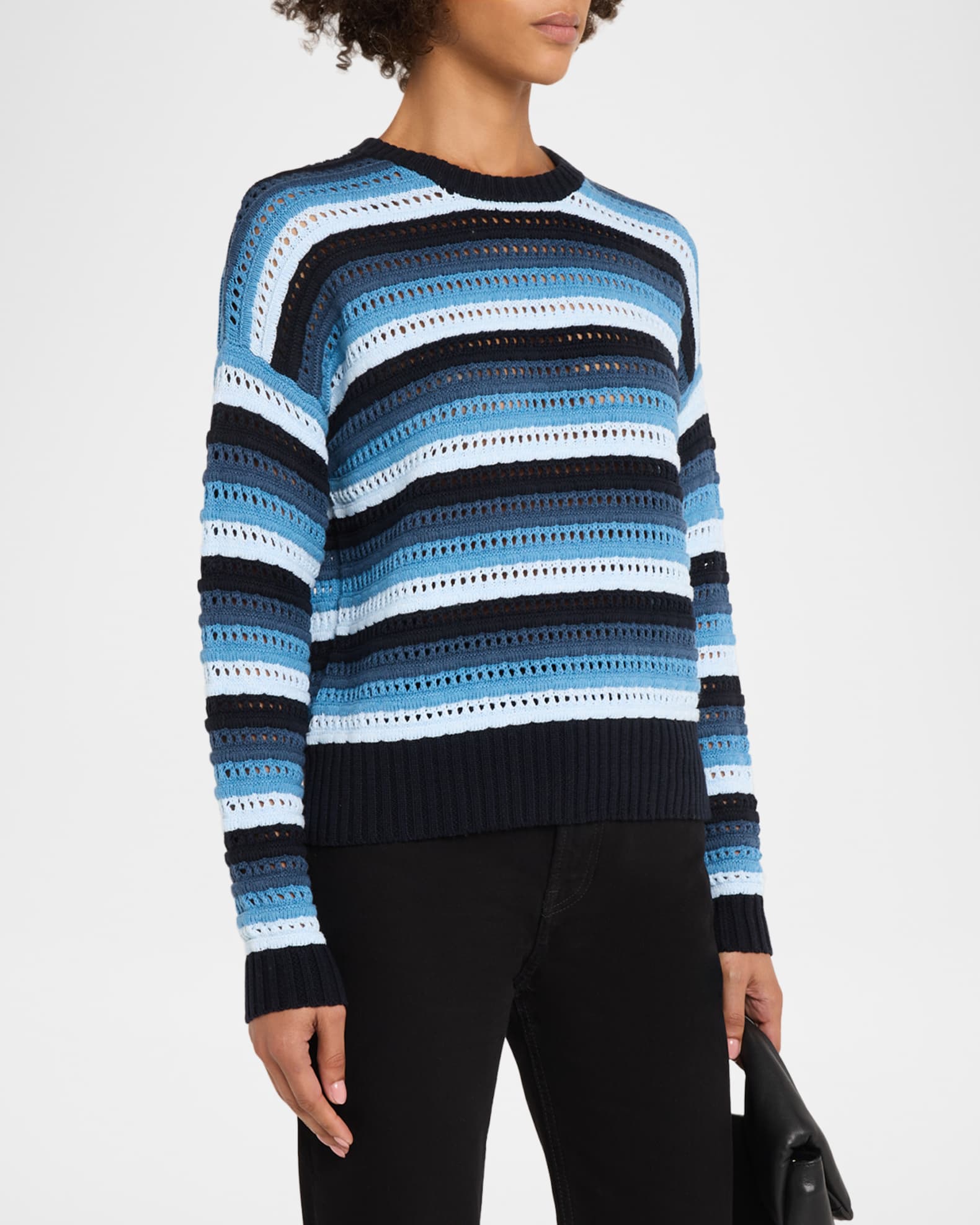 Autumn Cashmere Gradient Striped Pointelle Cotton Sweater | Neiman
