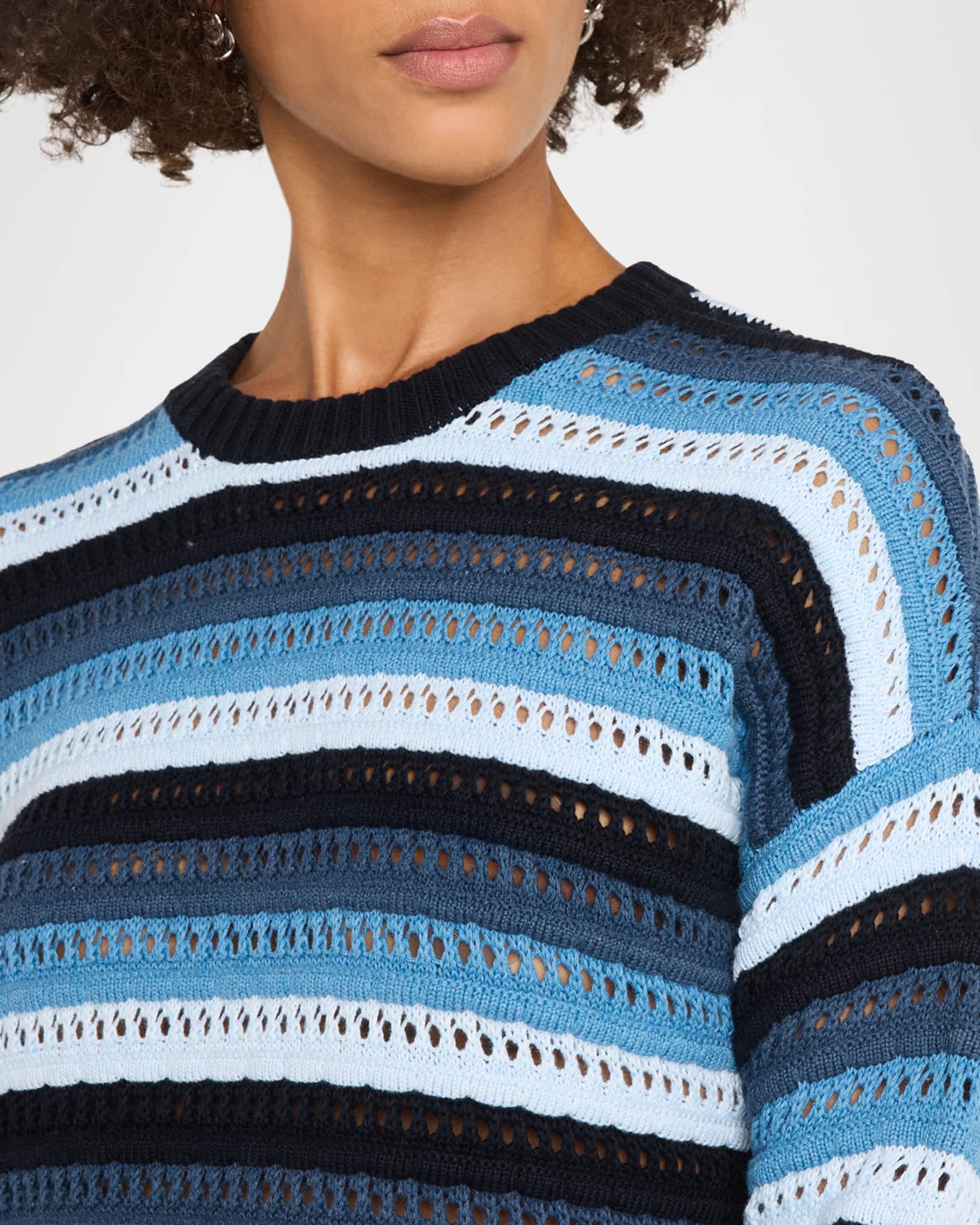 Autumn Cashmere Gradient Striped Pointelle Cotton Sweater | Neiman