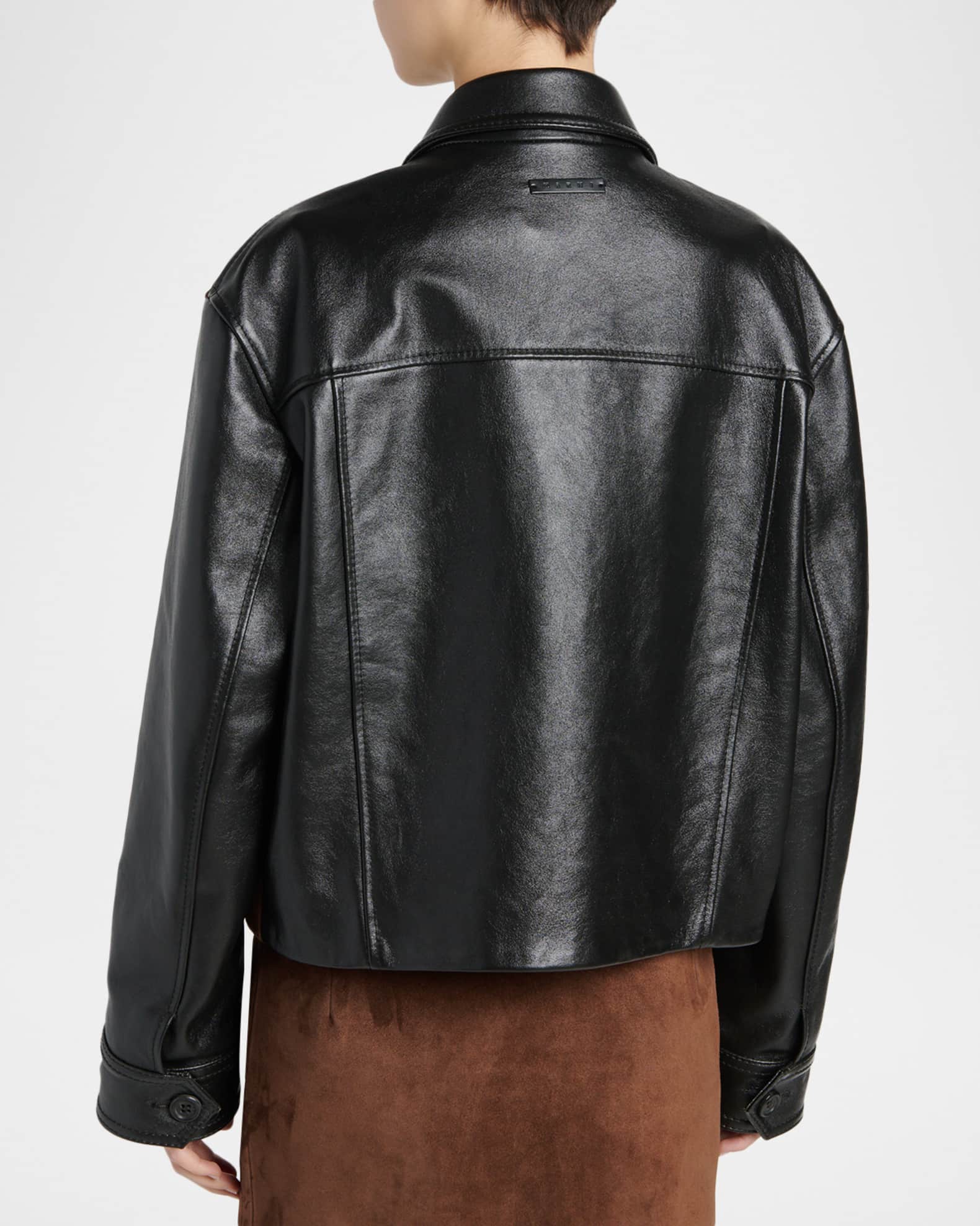 Marni Suede & Shiny Leather Zip Jacket | Neiman Marcus