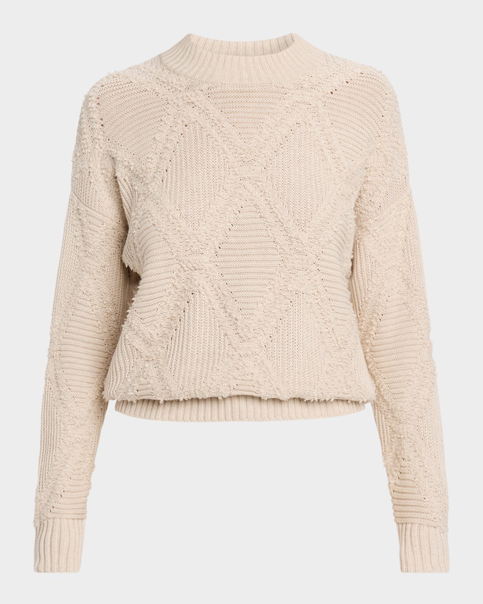 Autumn Cashmere Ribbed and Boucle Knit Diamond Sweater | Neiman Marcus