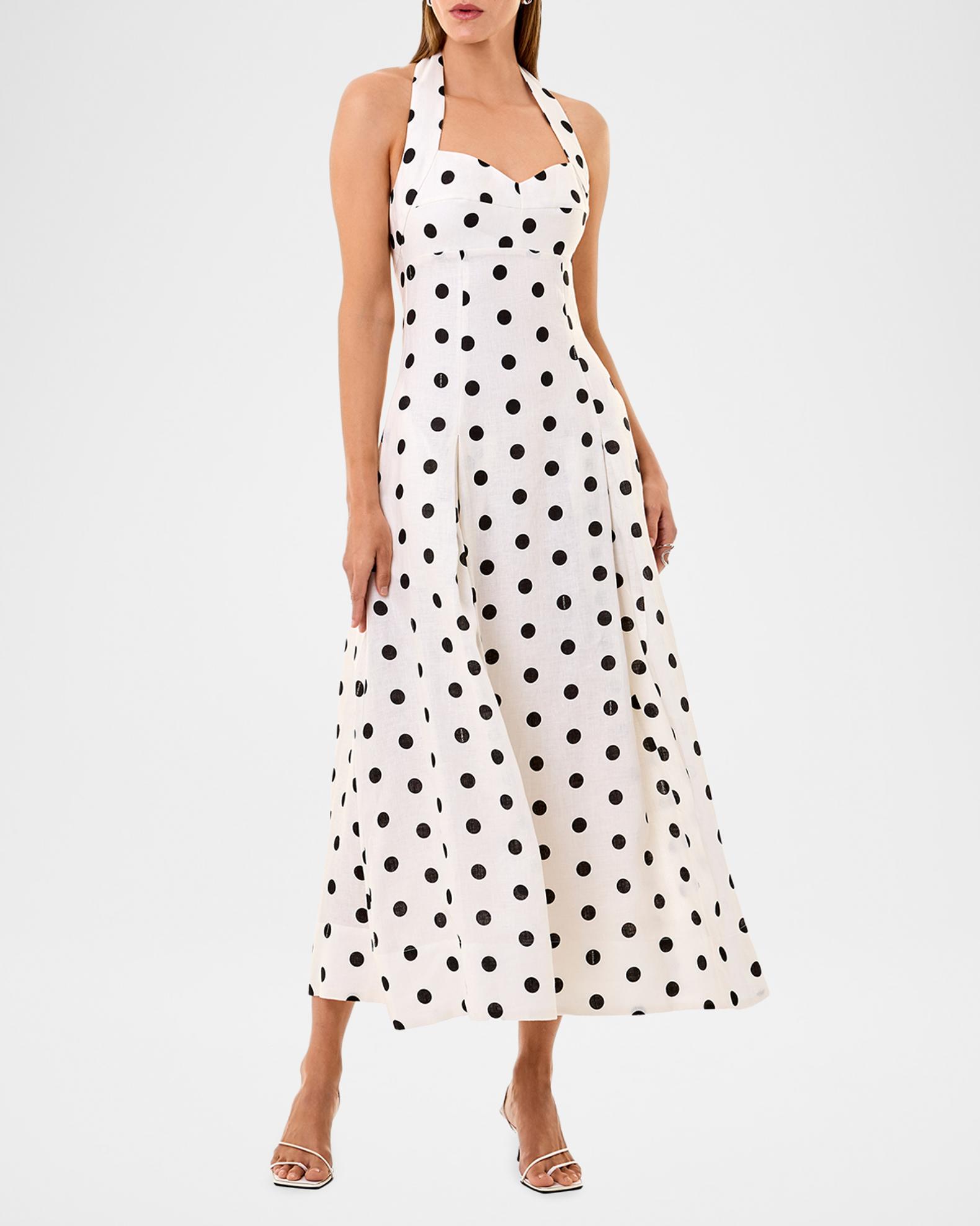 sachin & babi polka dot halter midi dress Rent Sachin & Babi Black Dress US 2
