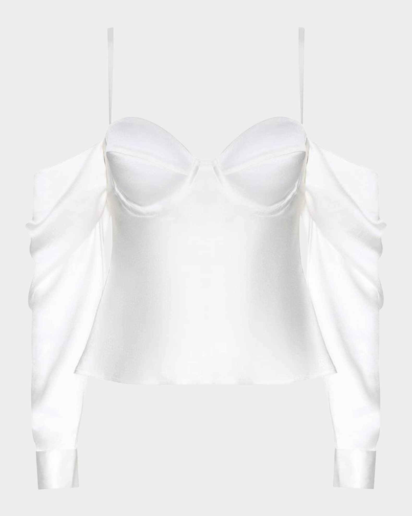 L'Agence Saya Draped Cold-Shoulder Satin Top | Neiman Marcus
