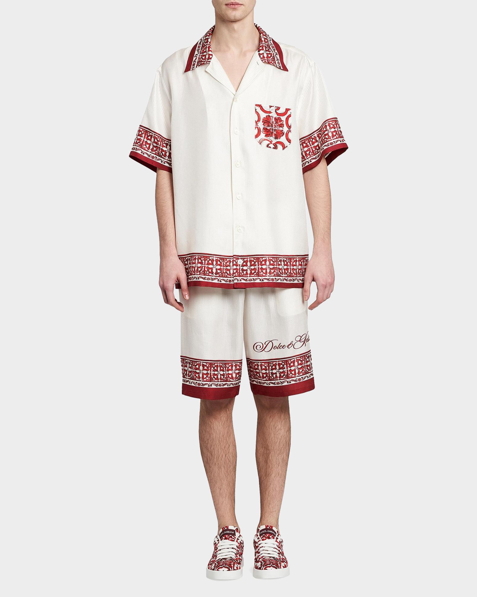Dolce&Gabbana Men's Majolica-Print Jacquard Twill Short-Sleeve