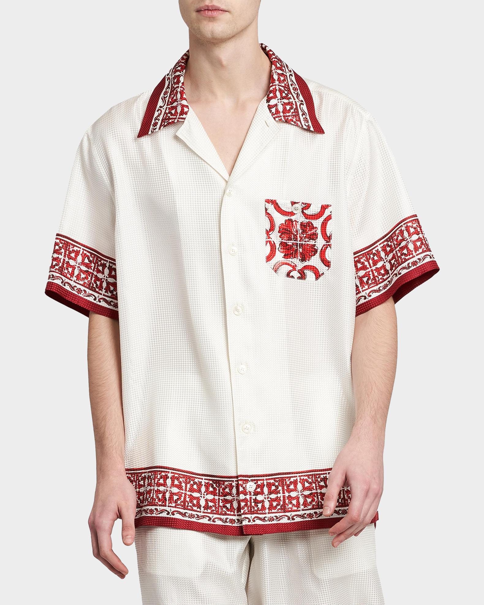 Dolce&Gabbana Men's Majolica-Print Jacquard Twill Short-Sleeve