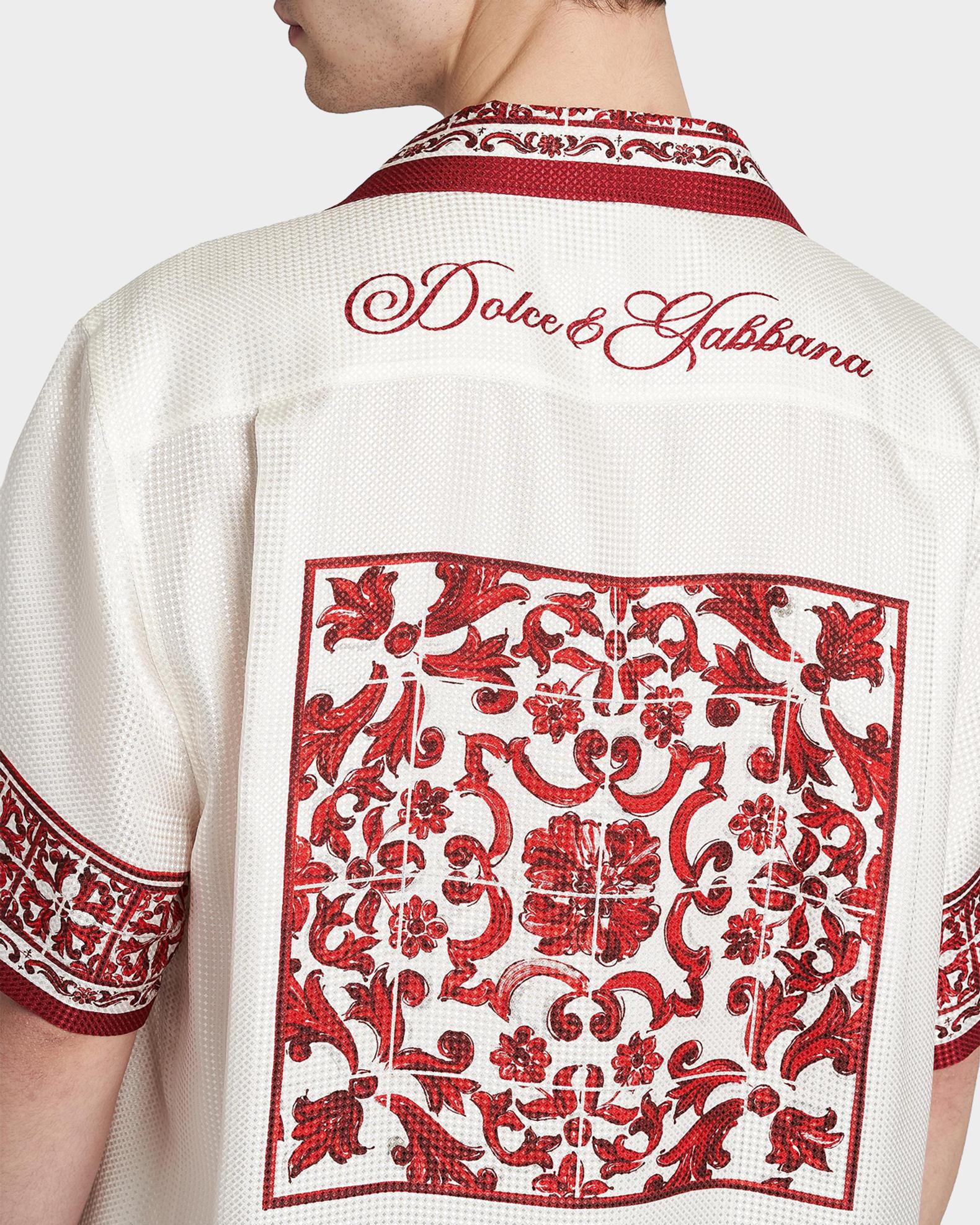 Dolce&Gabbana Men's Majolica-Print Jacquard Twill Short-Sleeve
