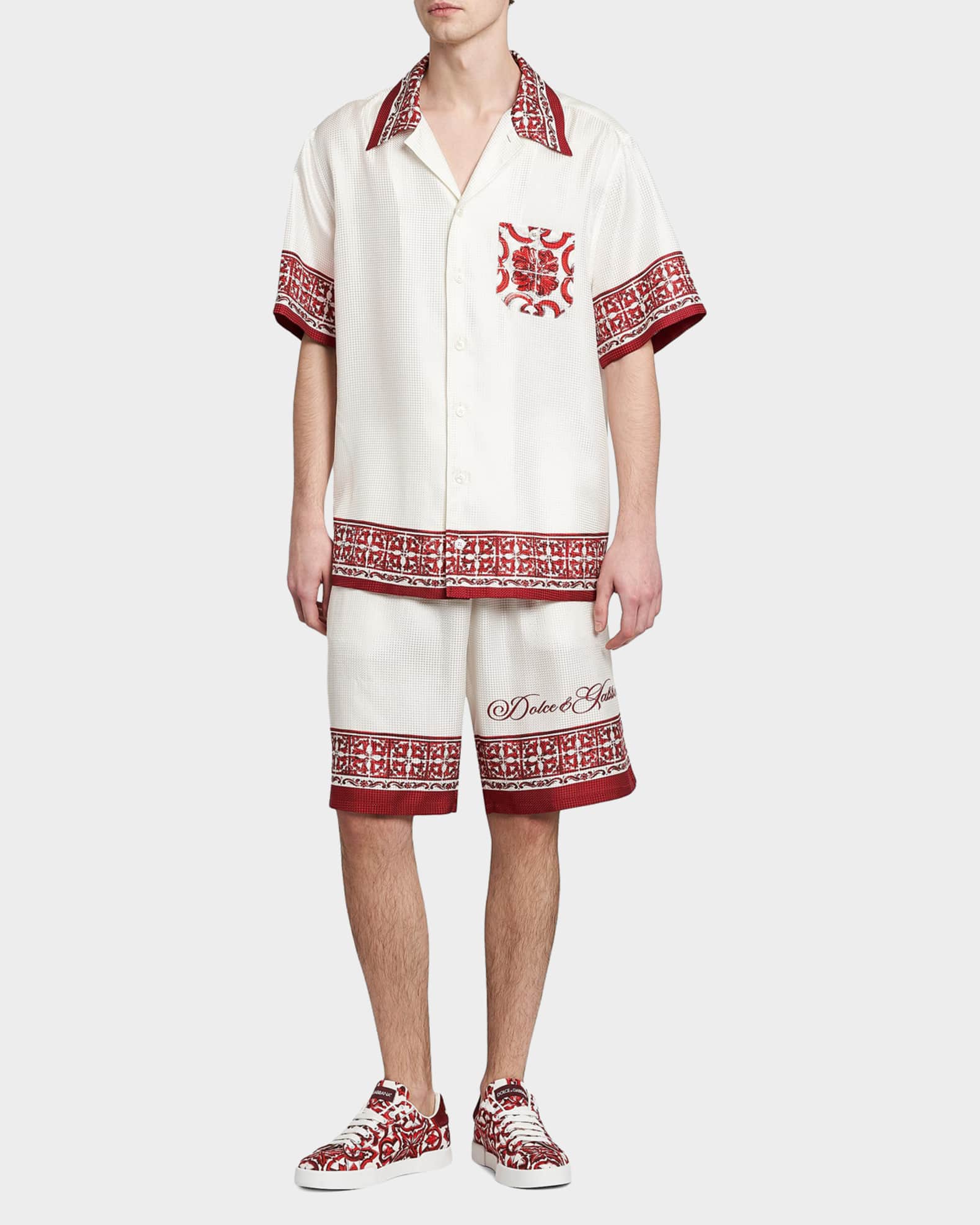 Dolce&Gabbana Men's Majolica-Print Jacquard Twill Bermuda Shorts