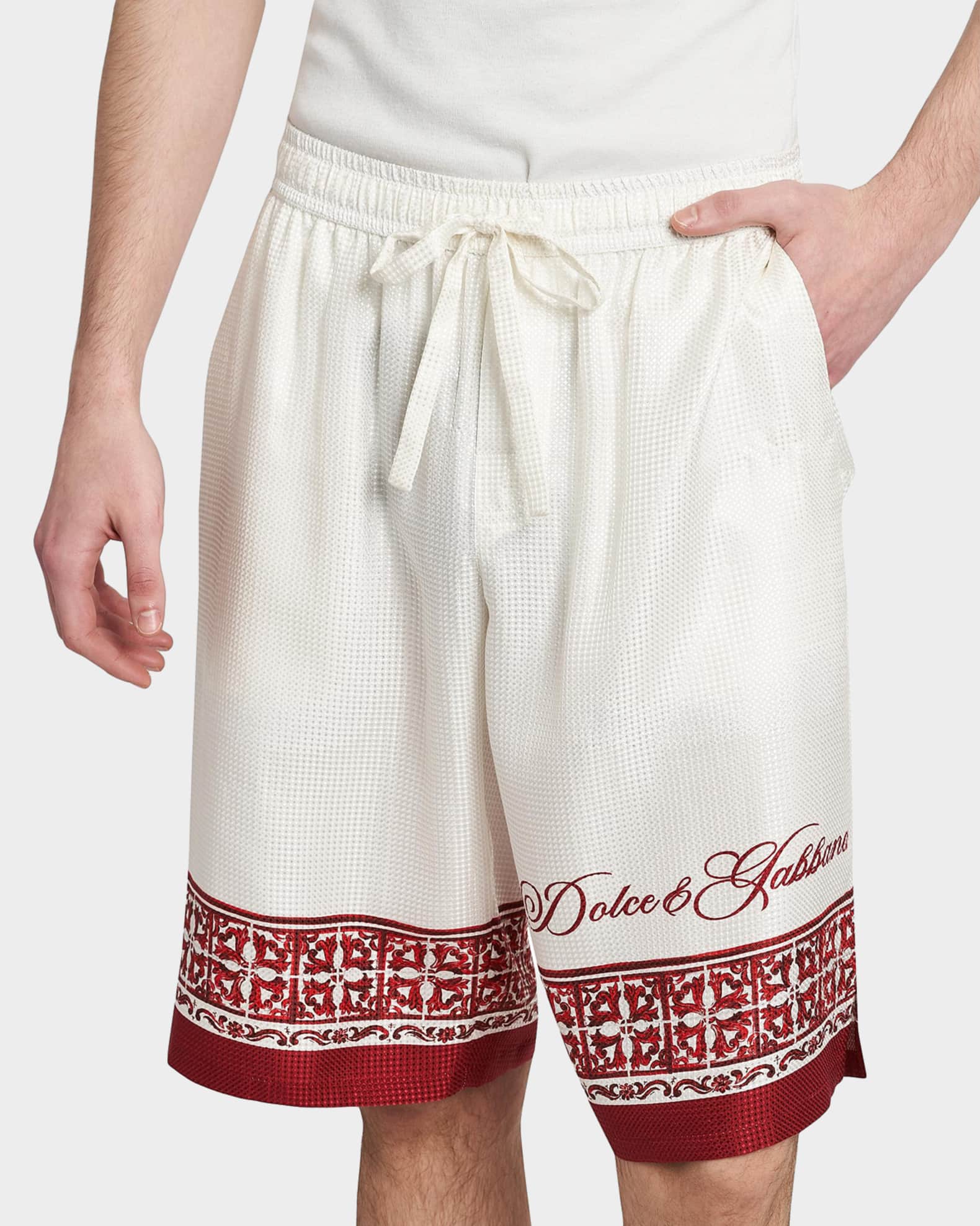 Dolce&Gabbana Men's Majolica-Print Jacquard Twill Bermuda Shorts