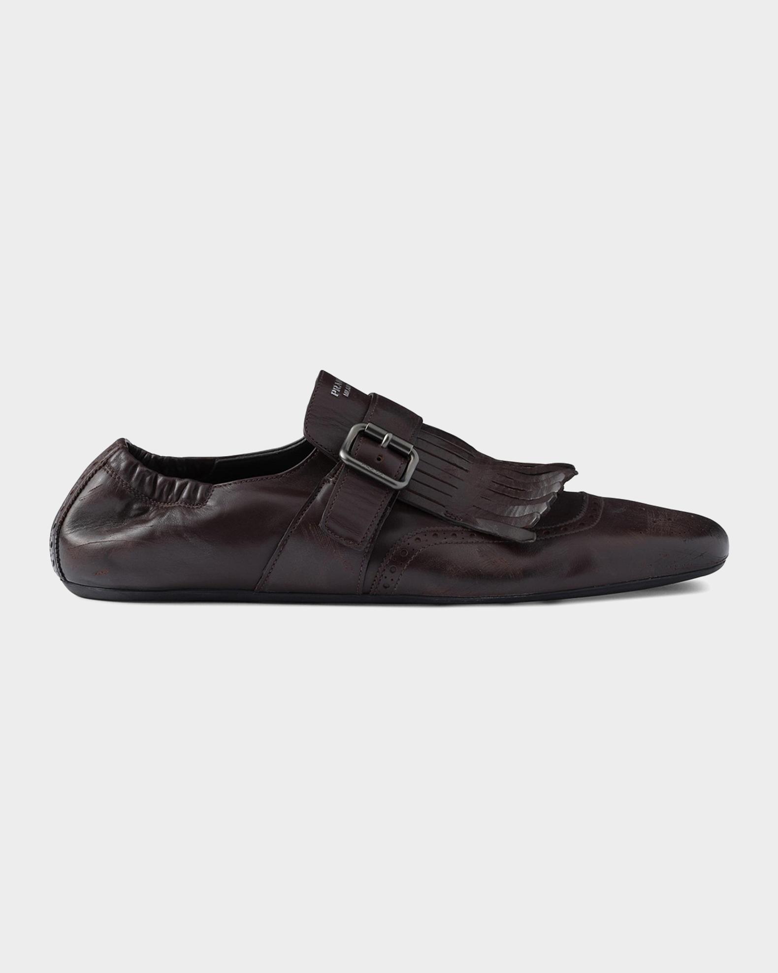 Prada Men's Shuffle Fringed Leather Monk Strap Shoes | Neiman Marcus
