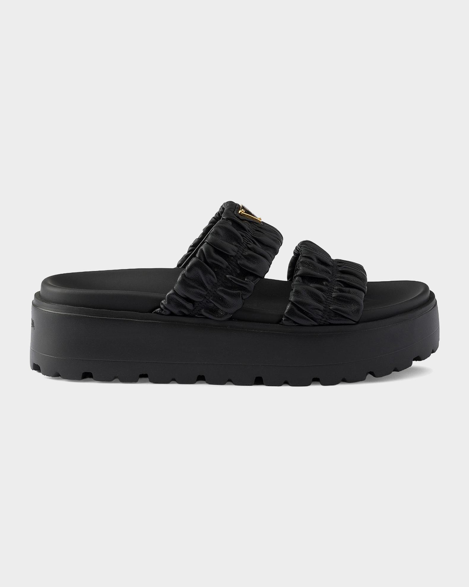 Prada Matelasse Nappa Leather Flatform Slides | Neiman Marcus display picture 1