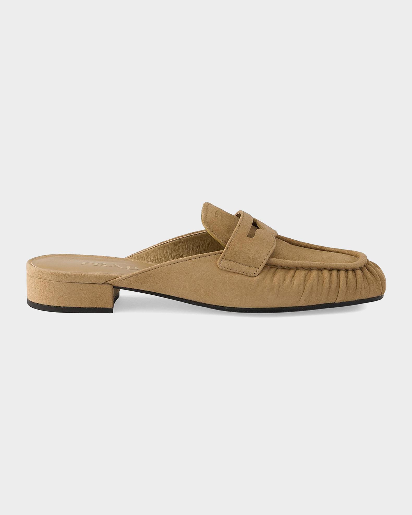 Prada Suede Moc-Toe Mules | Neiman Marcus
