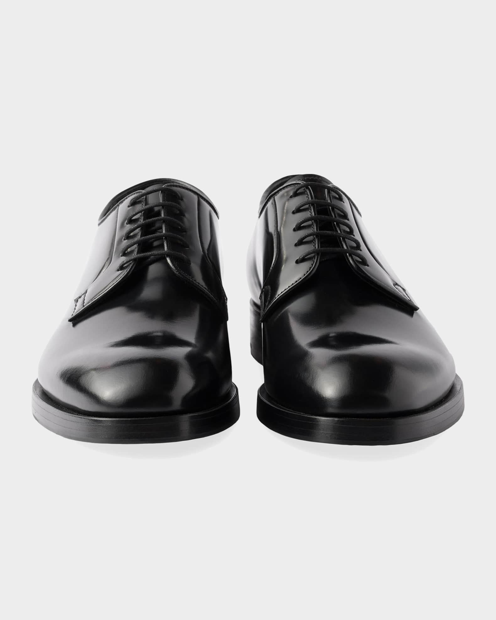 Prada Men's Brushed Leather Derby Shoes | Neiman Marcus