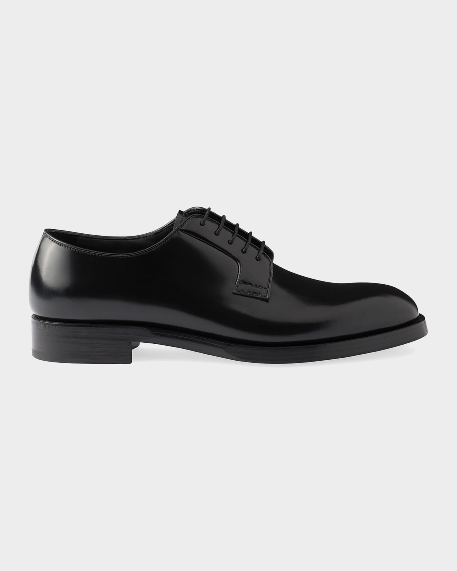 Prada Men's Brushed Leather Derby Shoes | Neiman Marcus
