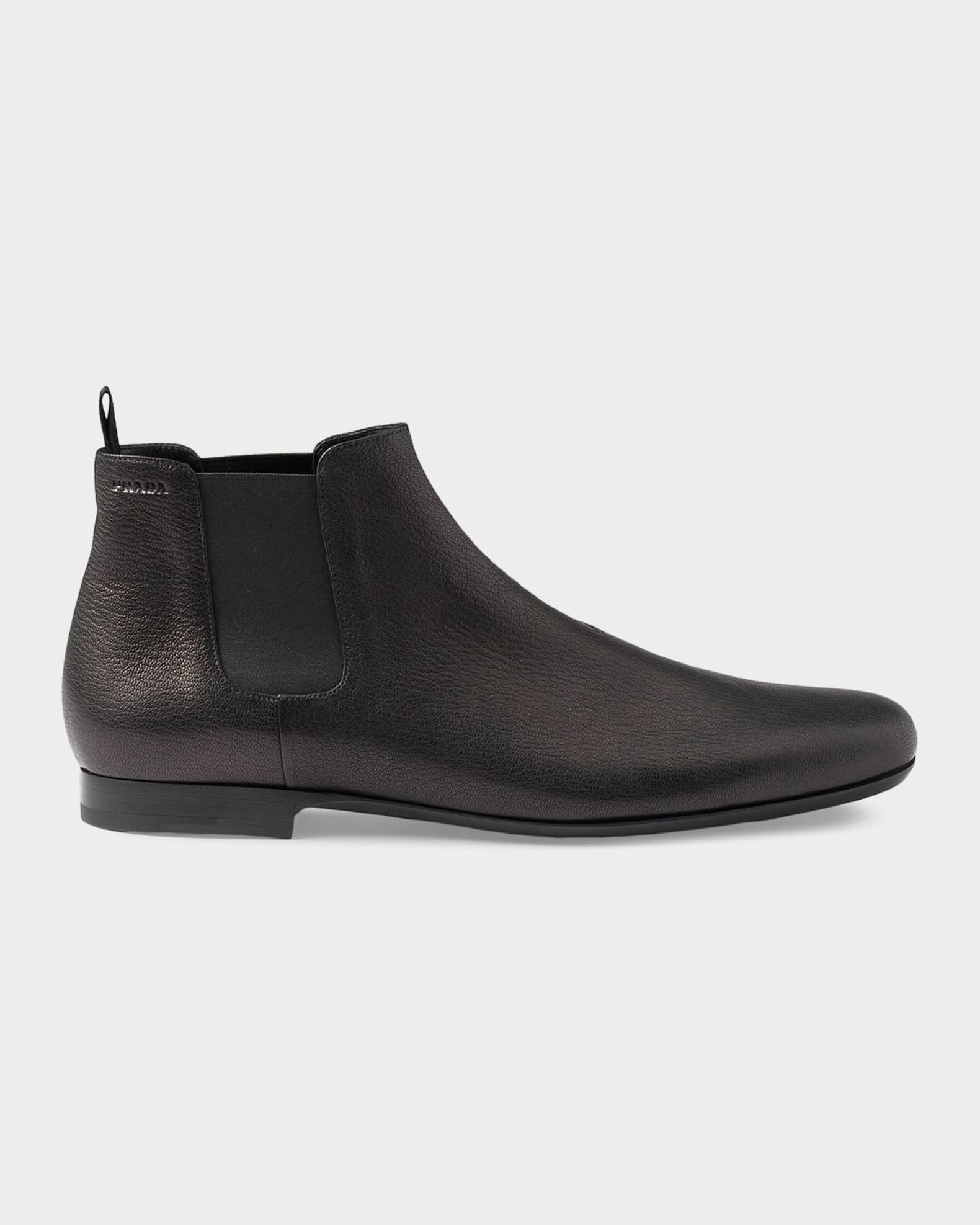 プラダ　ブラック ラバーチェルシーブーツ Prada Men's Leather Chelsea Boots | Neiman Marcus