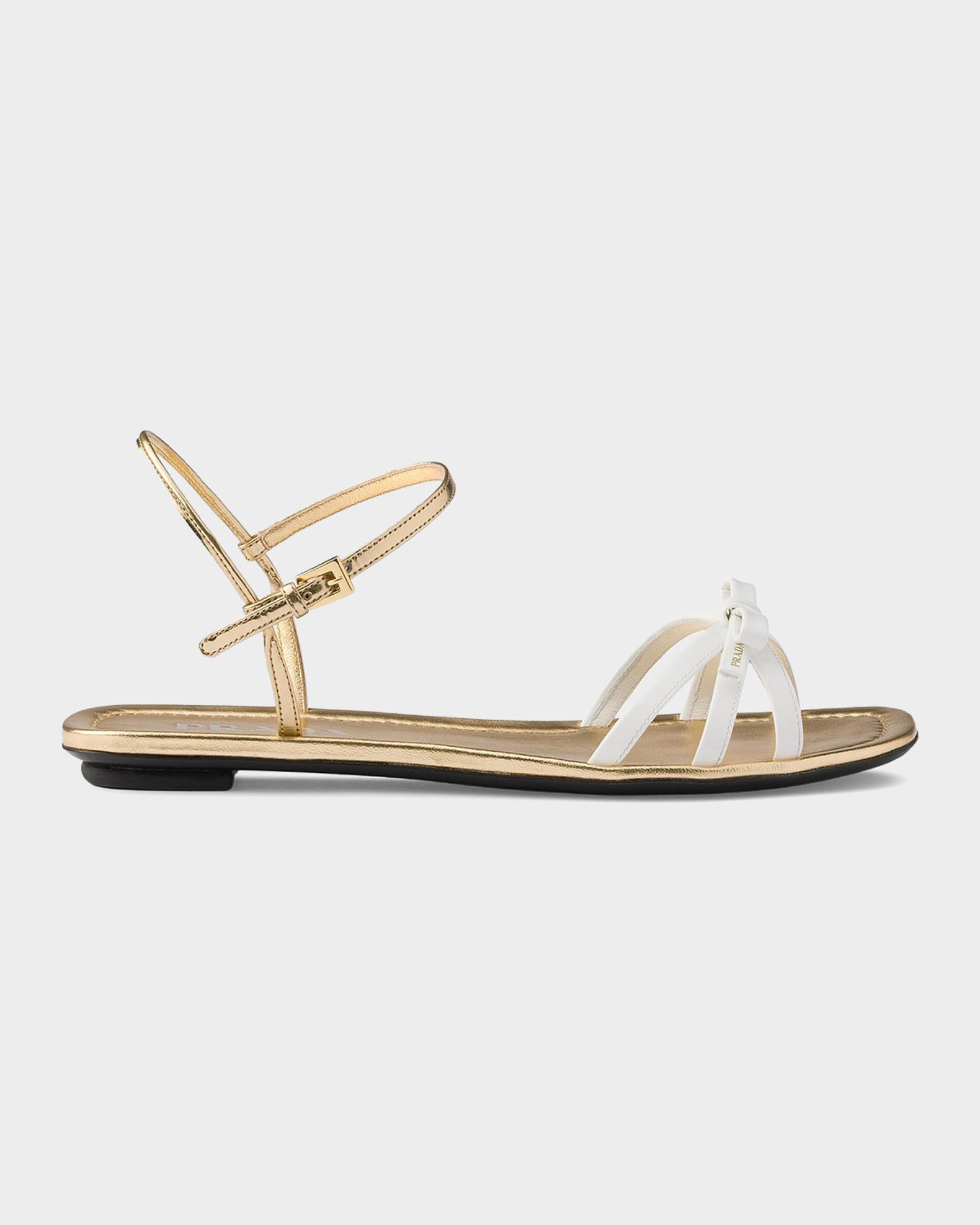 Prada フラットシューズ Prada Flat Patent and Metallic Leather Sandals | Neiman Marcus