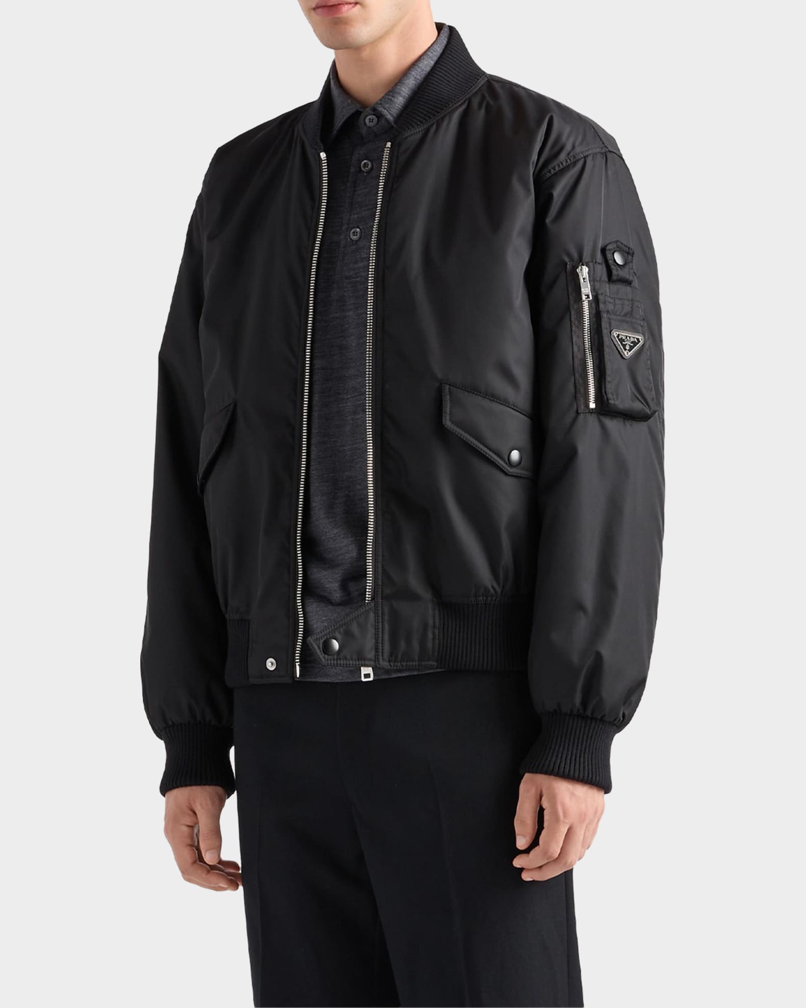 Prada Men's Re-Nylon Bomber Jacket | Neiman Marcus