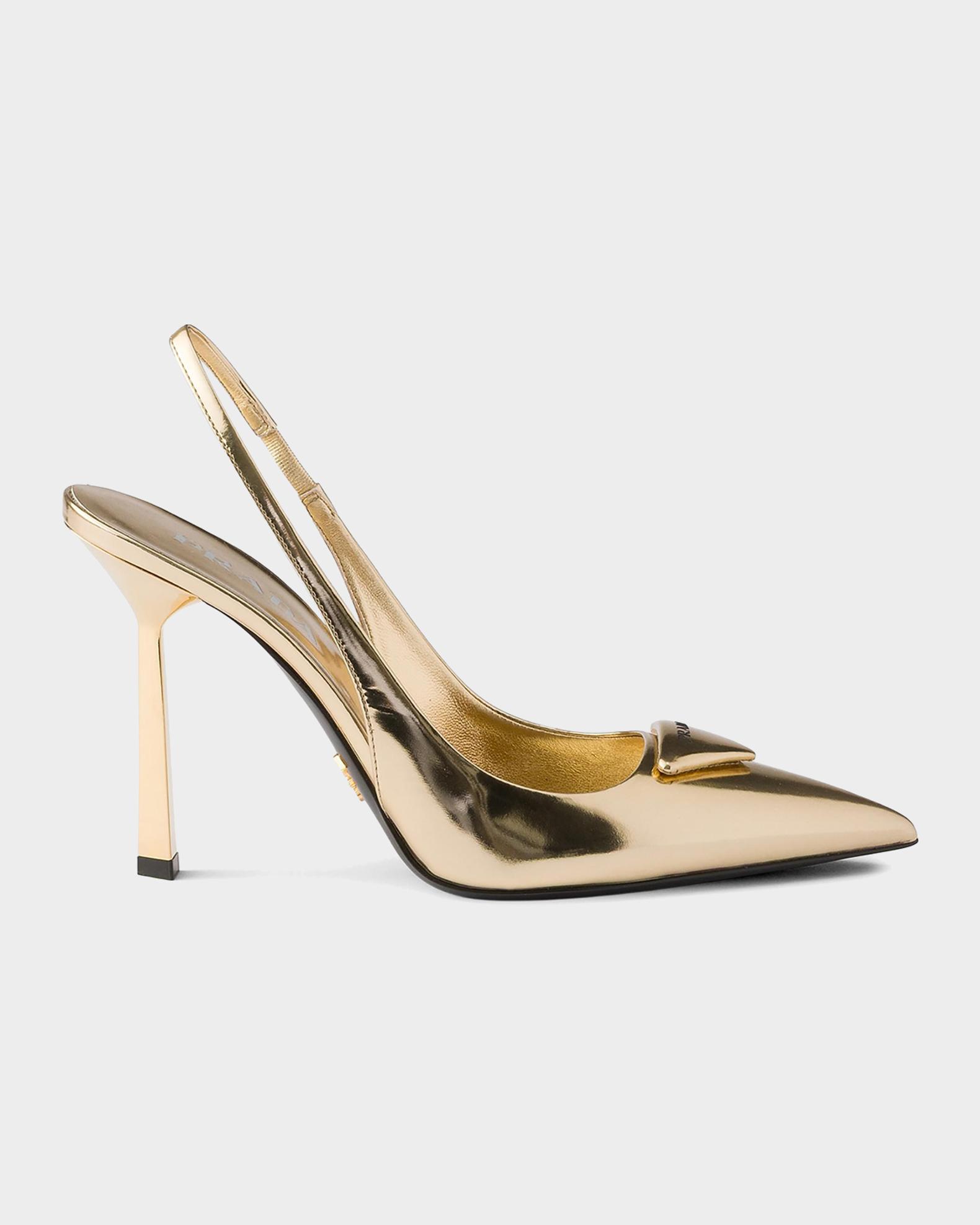 靴 Prada Gold Bow Slingback Heels 35 1/2 Prada Metallic Leather Slingback Pumps | Neiman Marcus