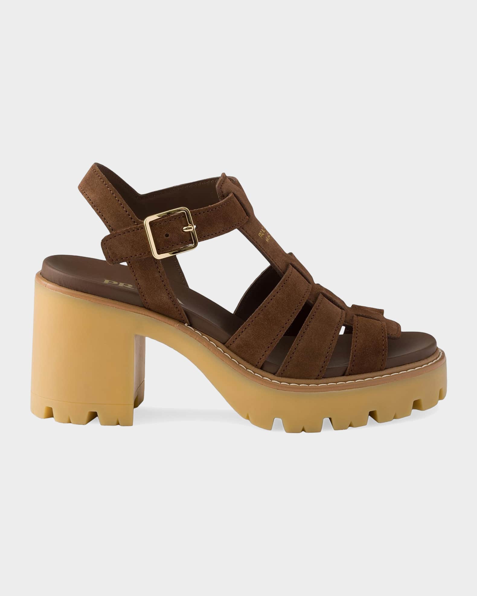 靴 PRADA suede clog sandals Prada Suede Platform Sandals | Neiman Marcus