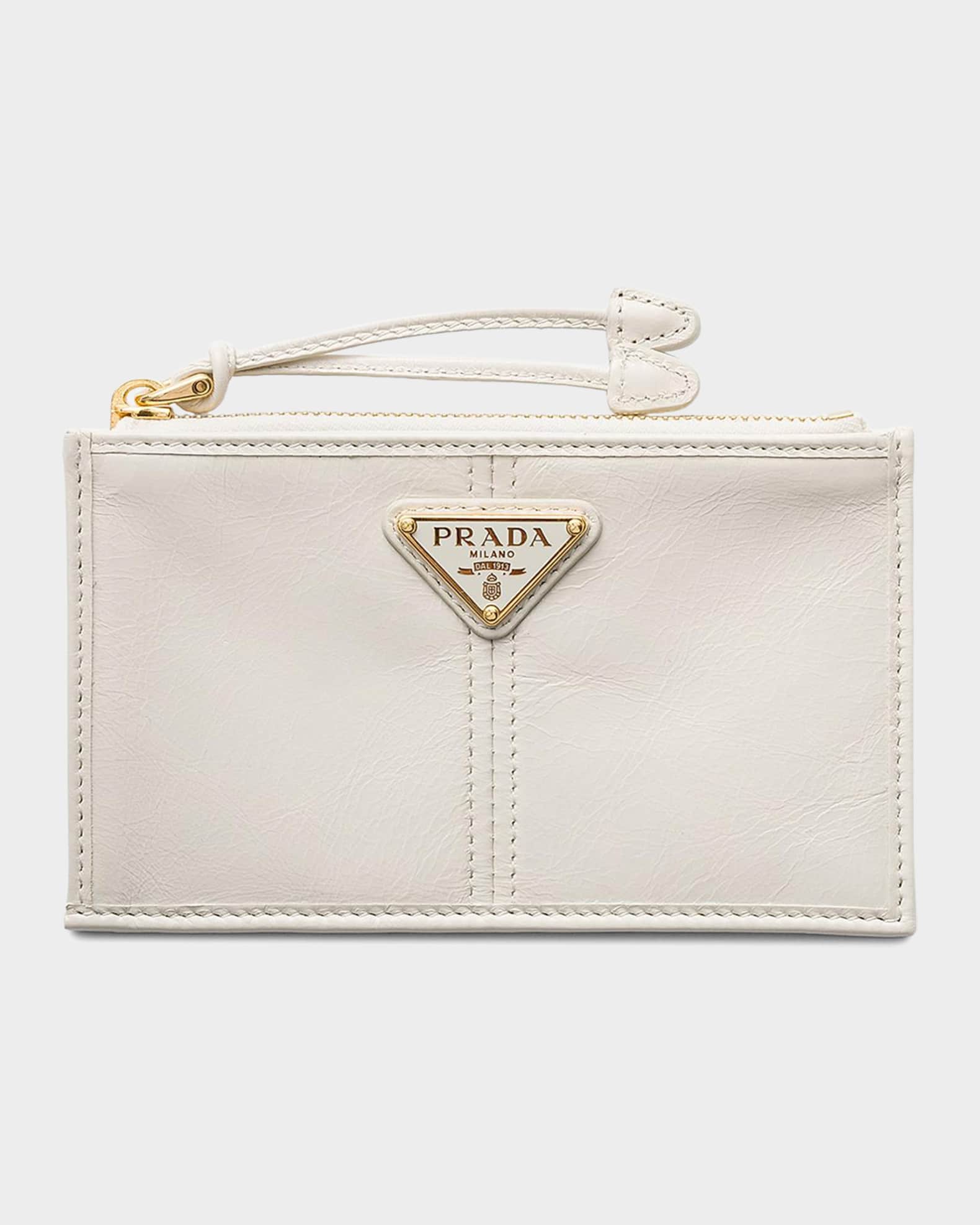 Prada Leather Card Holder With Zipper | Neiman Marcus