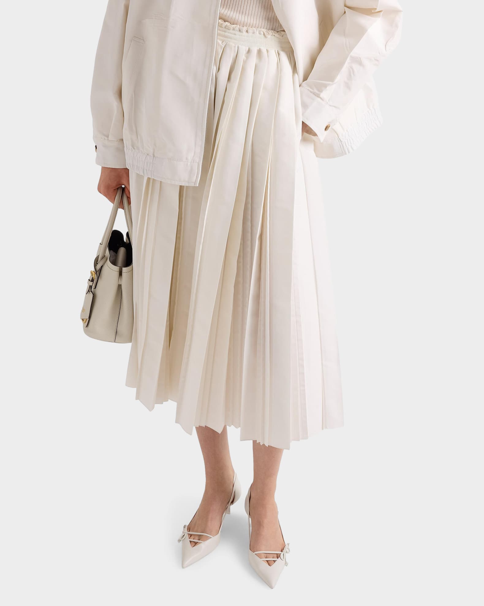 Prada Silk Faille Pleated Skirt | Neiman Marcus