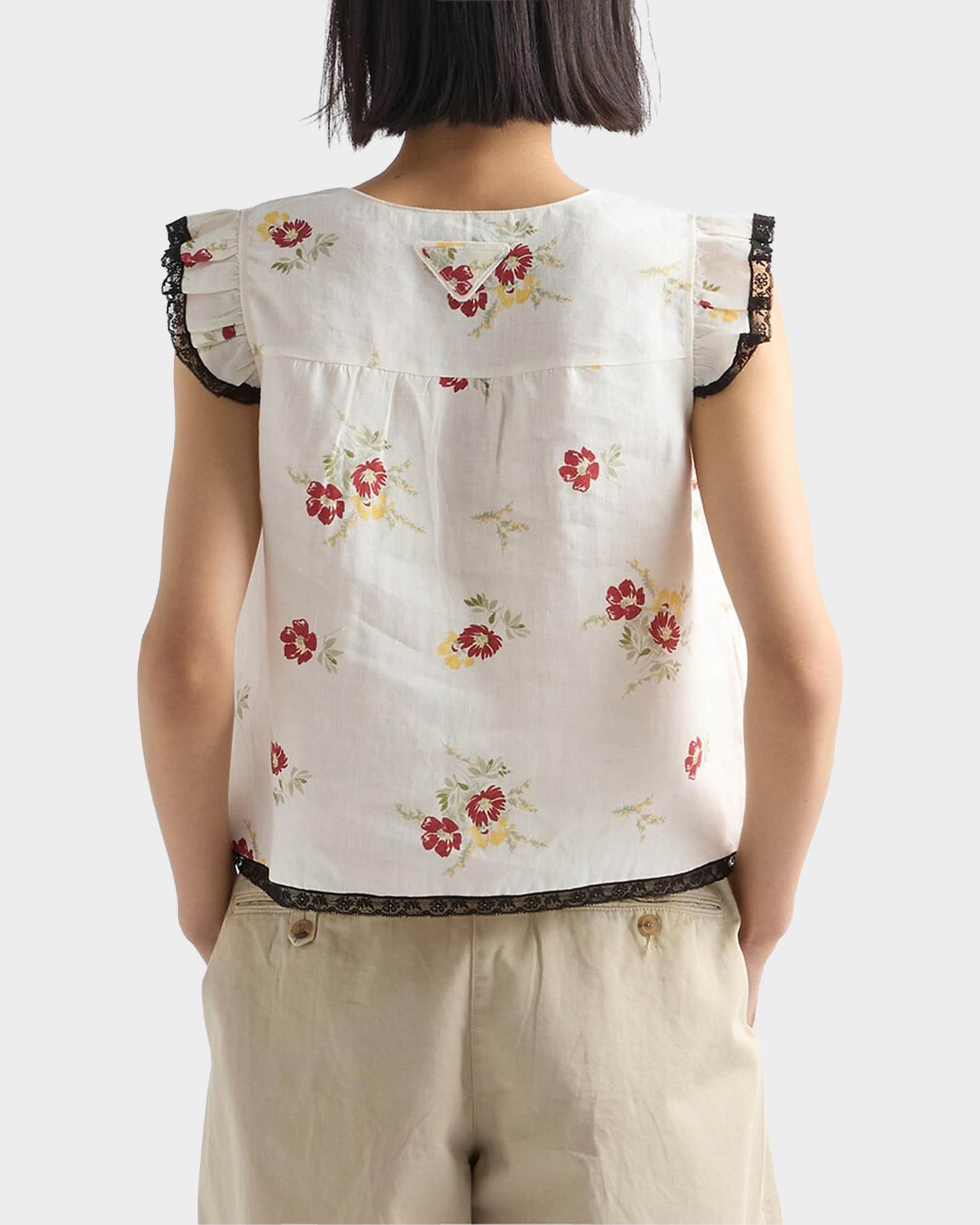 Prada Floral Linen Top | Neiman Marcus