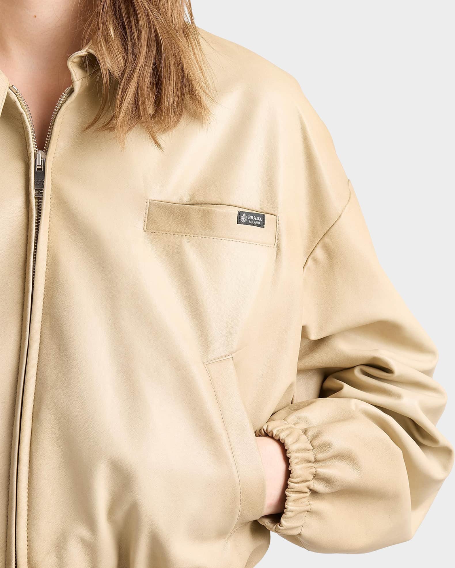 Prada Cropped Nappa Leather Jacket | Neiman Marcus