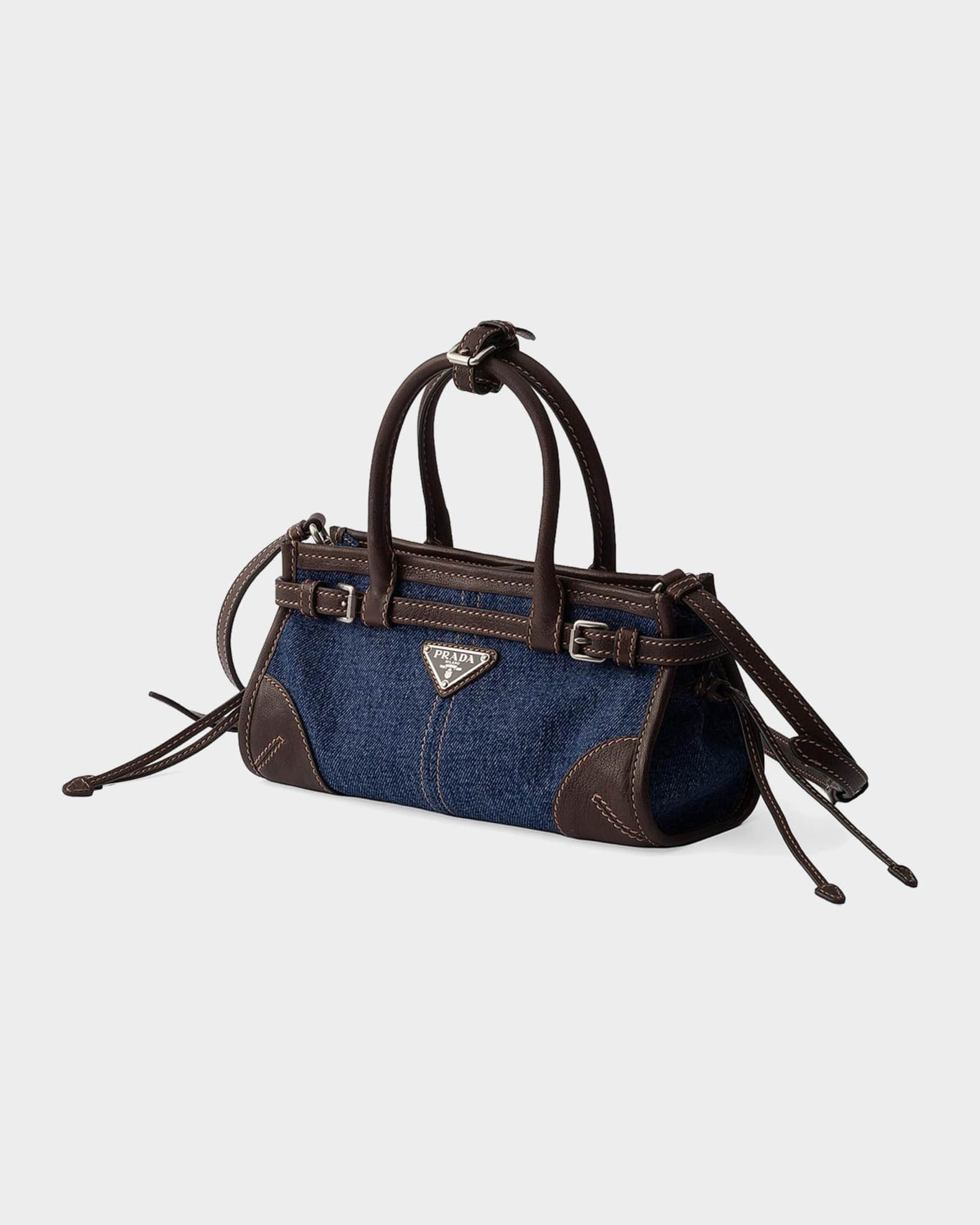 Prada Prada Bonnie Small Denim And Leather Handbag | Neiman Marcus