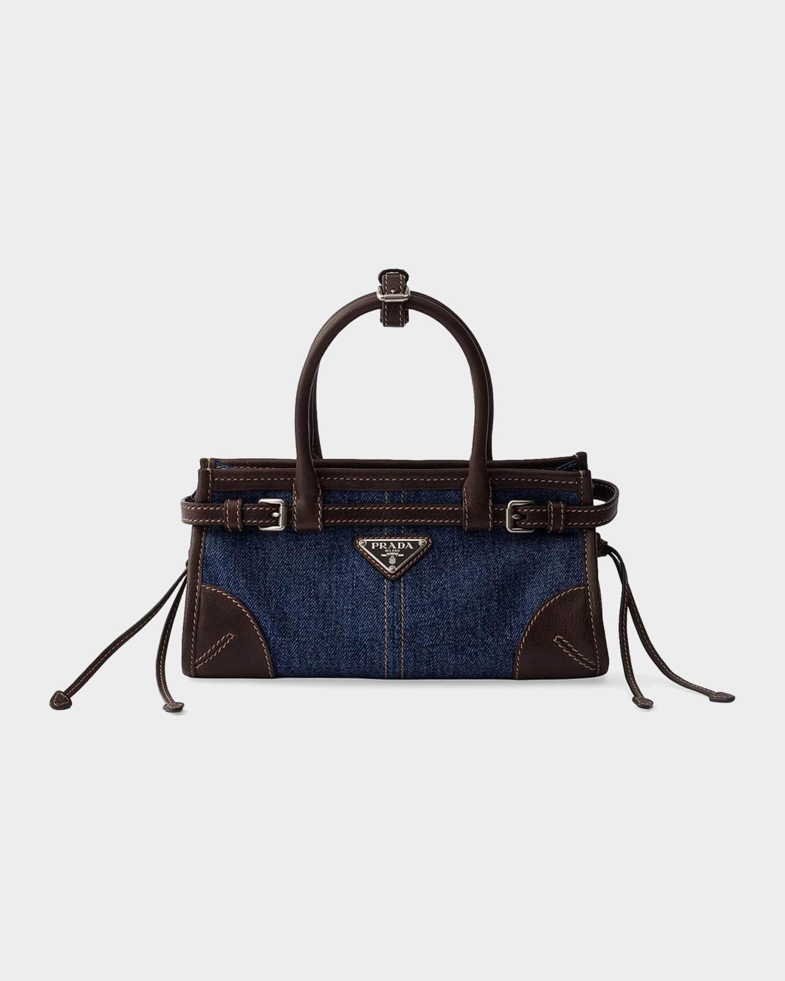 Prada Prada Bonnie Small Denim And Leather Handbag | Neiman Marcus