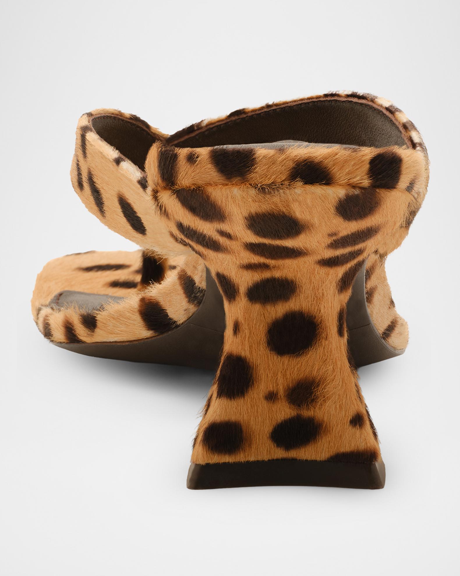 Cult Gaia 65mm Abi Cheetah Calf Hair Thong Sandals | Neiman Marcus