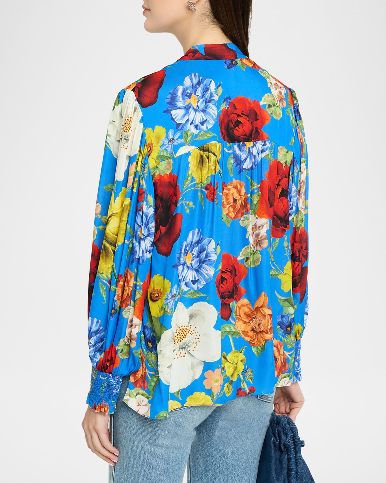 ALICE + OLIVIA Serene Floral Button-Front Blouse | Neiman Marcus
