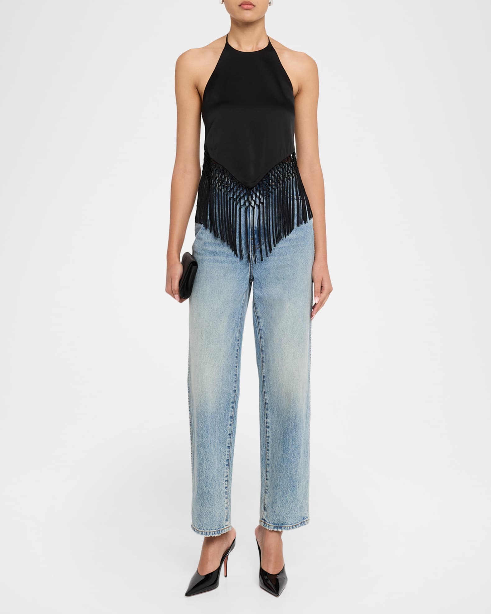 ALICE + OLIVIA Greta Handkerchief Fringe Top | Neiman Marcus