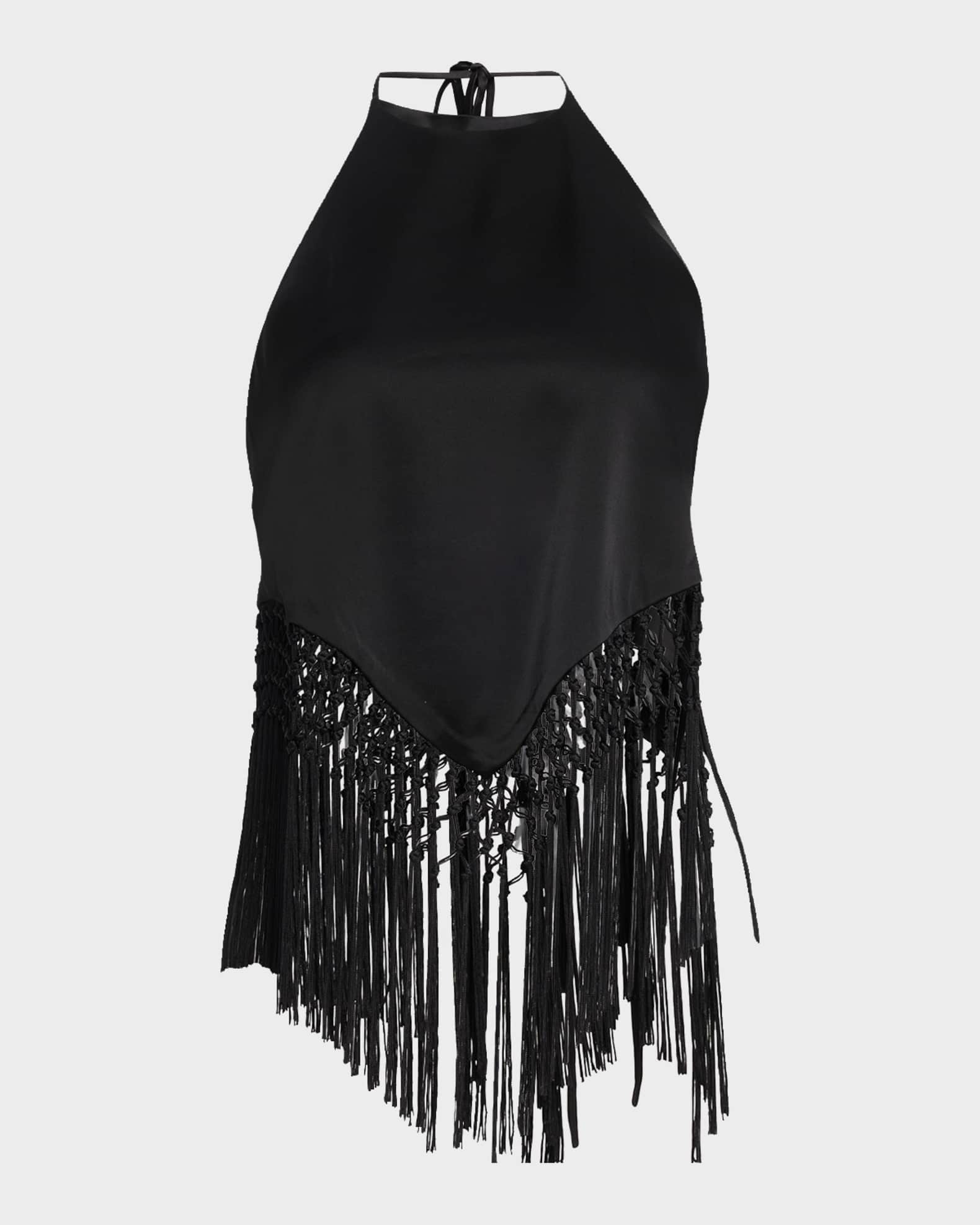 ALICE + OLIVIA Greta Handkerchief Fringe Top | Neiman Marcus