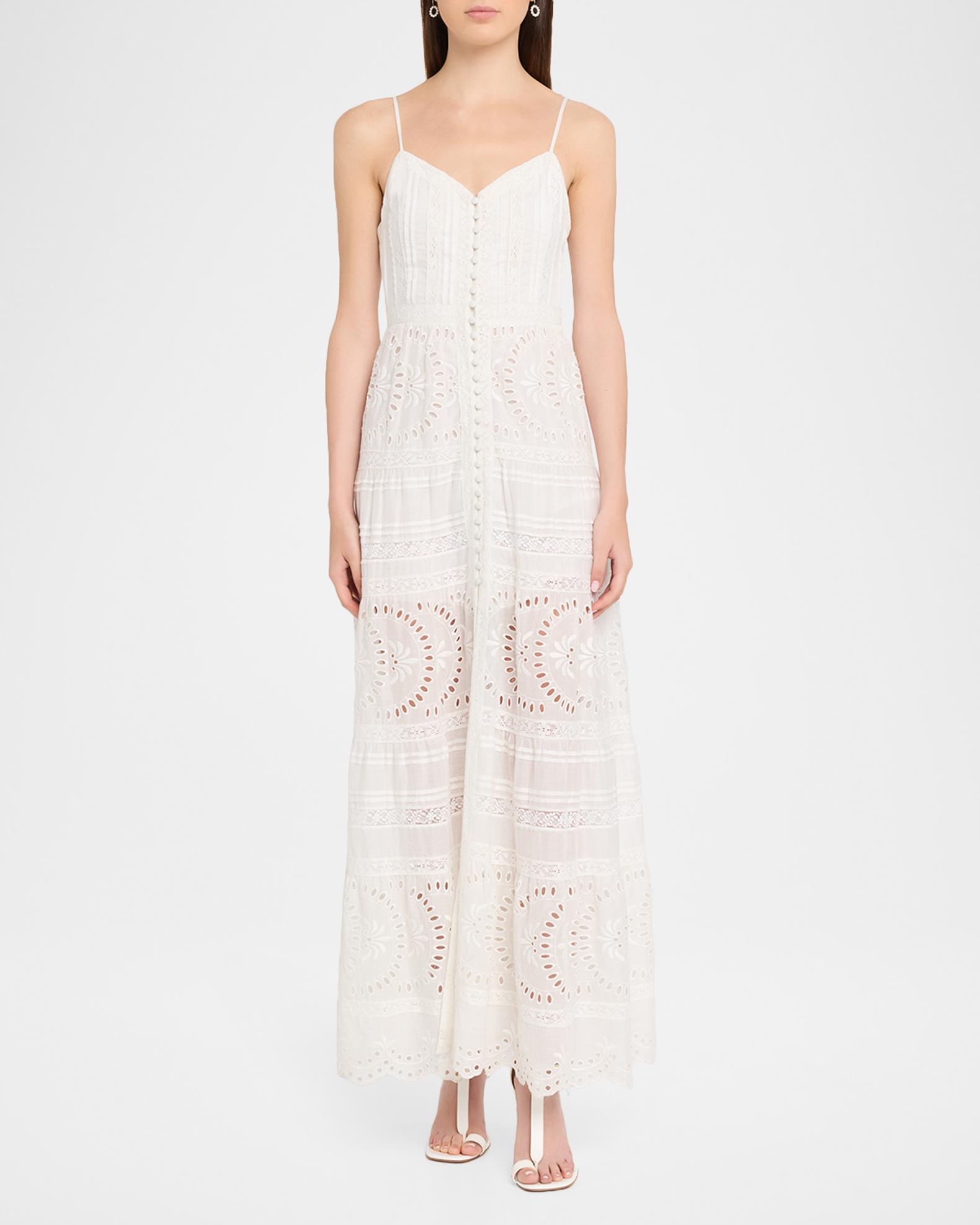 ALICE + OLIVIA Shanti Embroidered Cotton Maxi Dress | Neiman Marcus