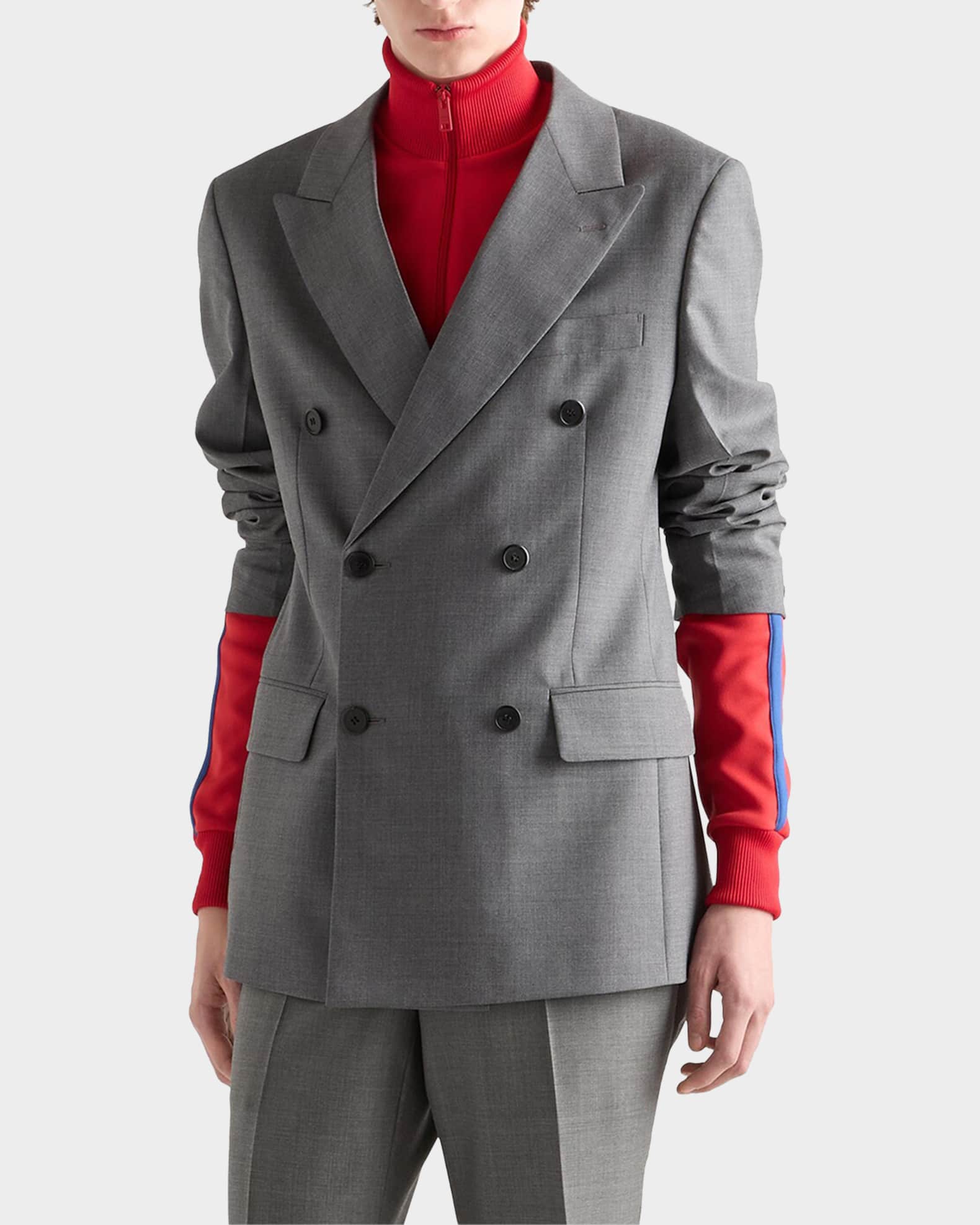 Prada Men's Double-Breasted Wool Jacket | Neiman Marcus