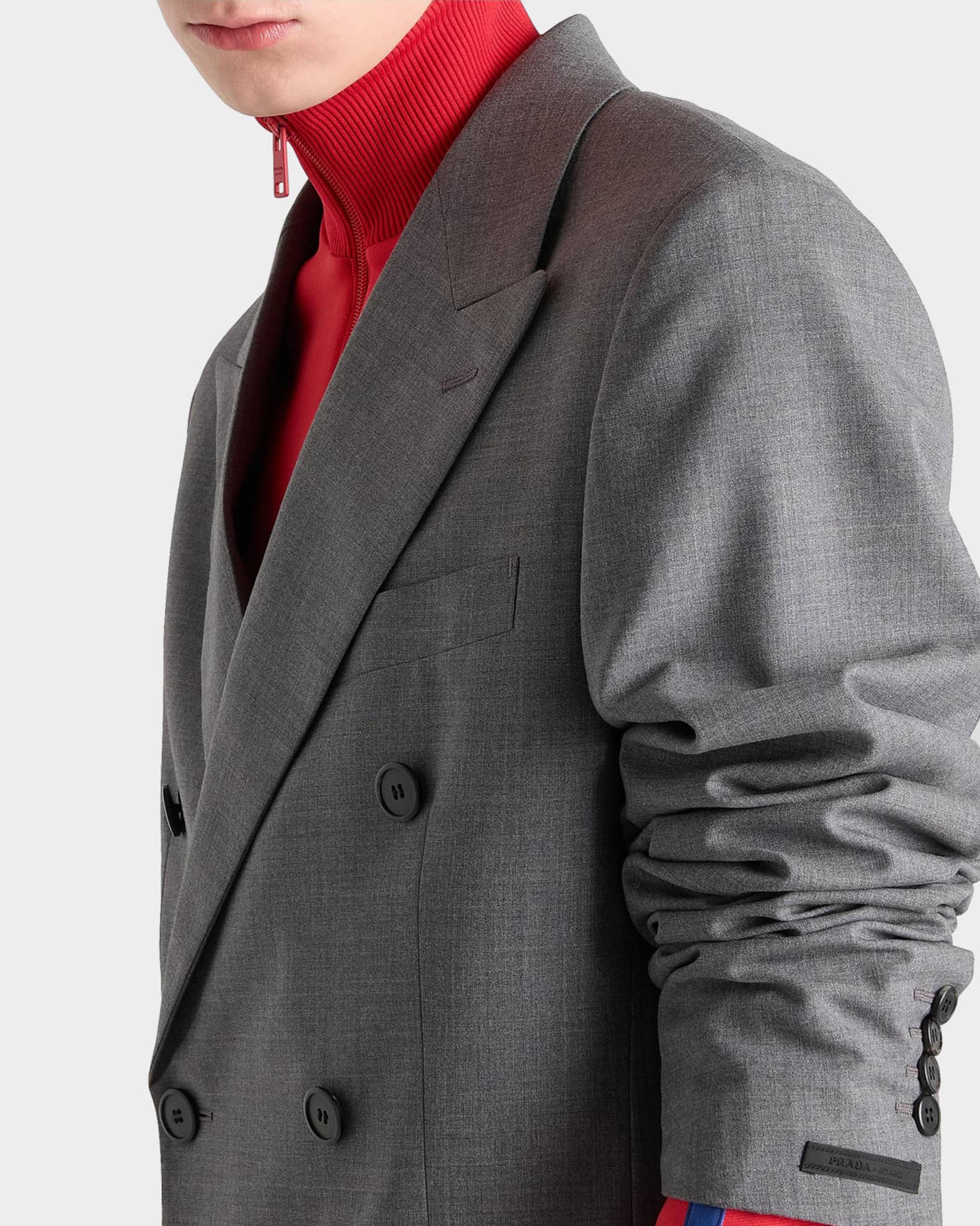 Prada Men's Double-Breasted Wool Jacket | Neiman Marcus