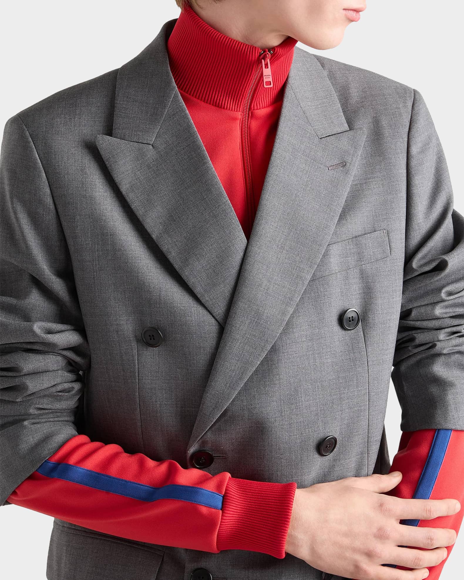 Prada Men's Double-Breasted Wool Jacket | Neiman Marcus