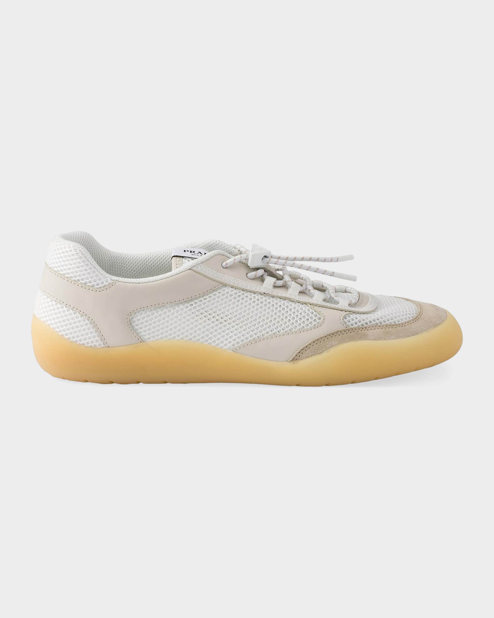 Prada Speedrock Leather & Mesh Low-Top Sneakers | Neiman Marcus