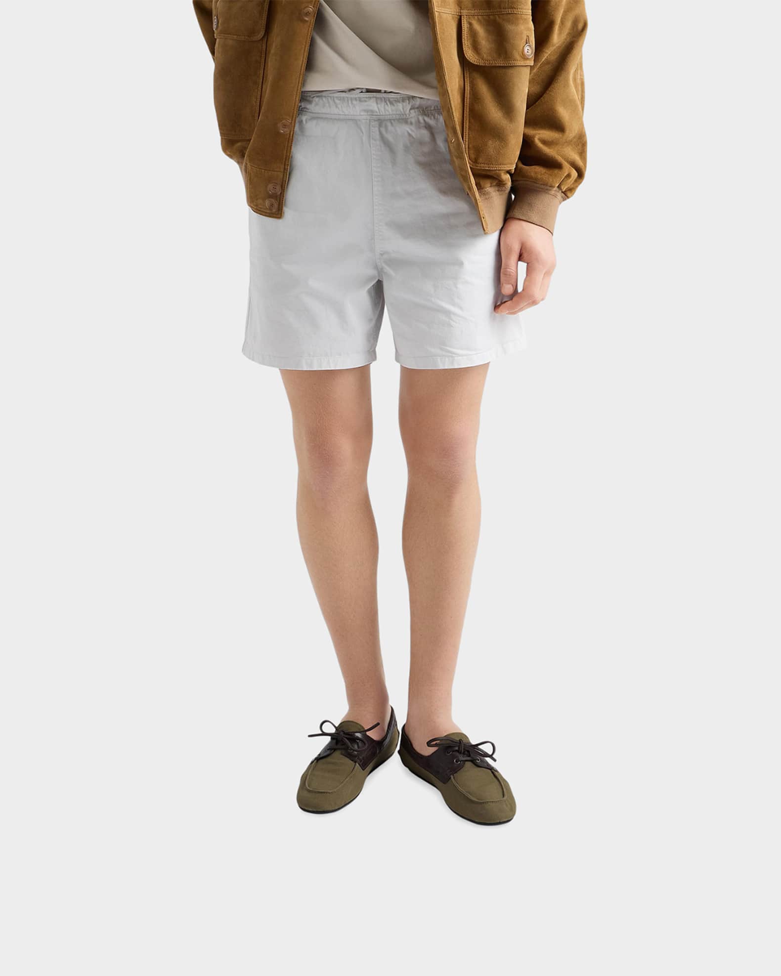 Prada Men's Shuffle Aged Canvas & Leather Boat Shoes | Neiman Marcus