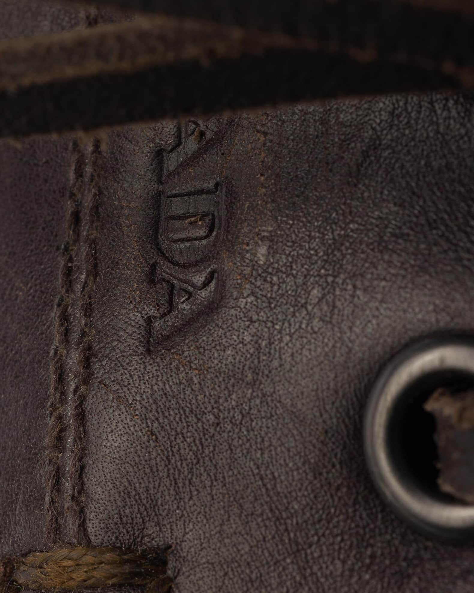 Prada Men's Shuffle Aged Canvas & Leather Boat Shoes | Neiman Marcus