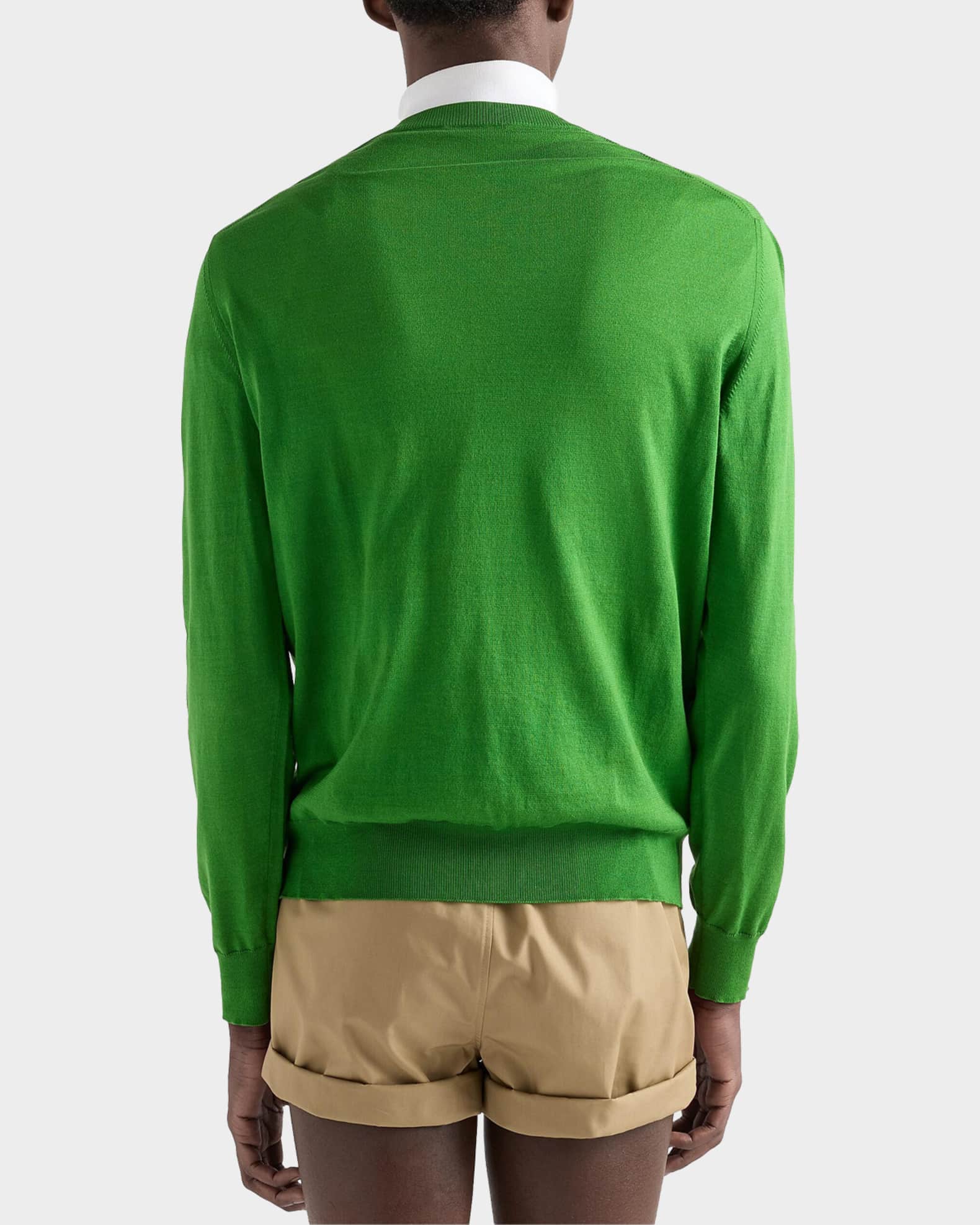 Prada Men's Cotton V-Neck Sweater | Neiman Marcus