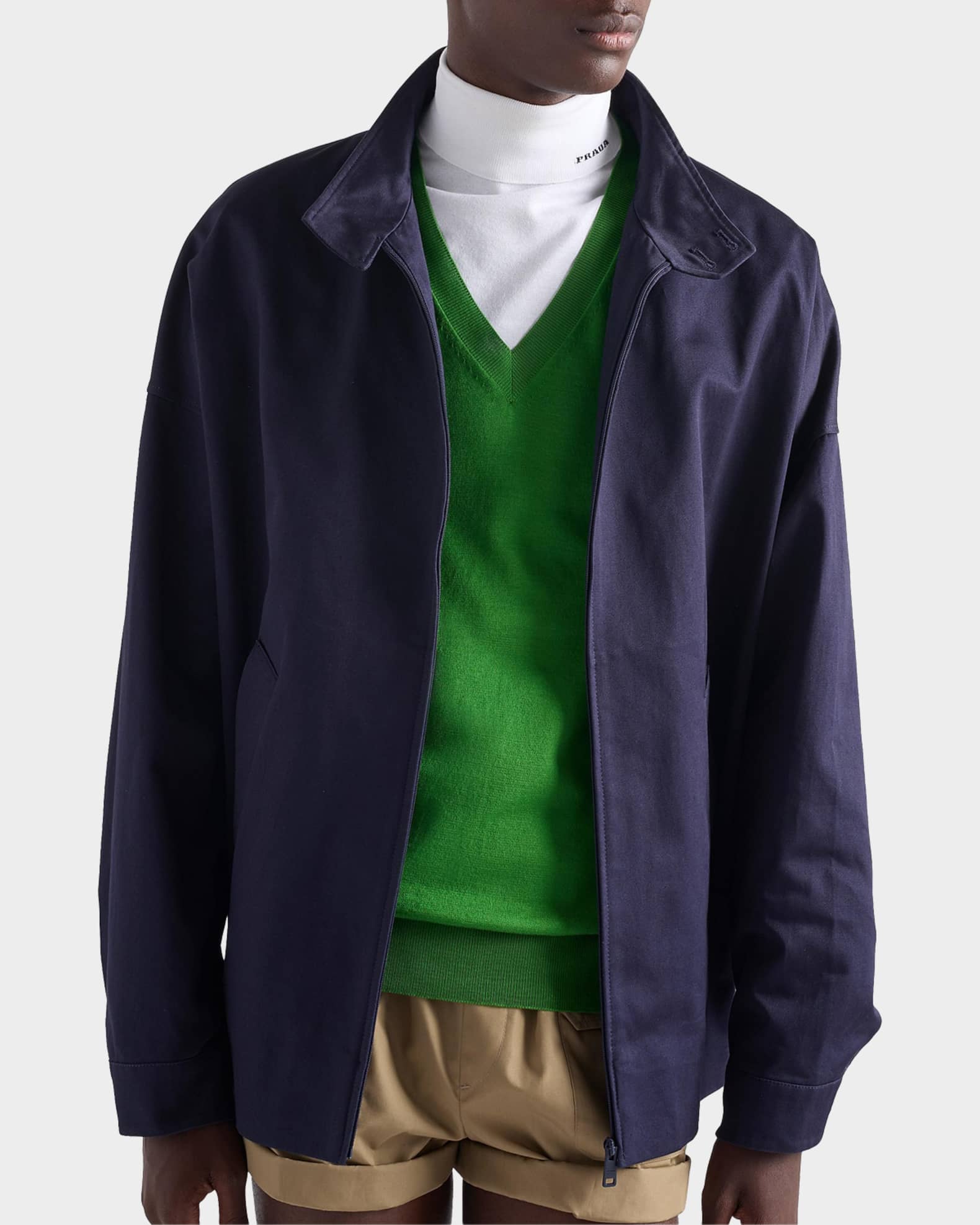 Prada Men's Cotton V-Neck Sweater | Neiman Marcus