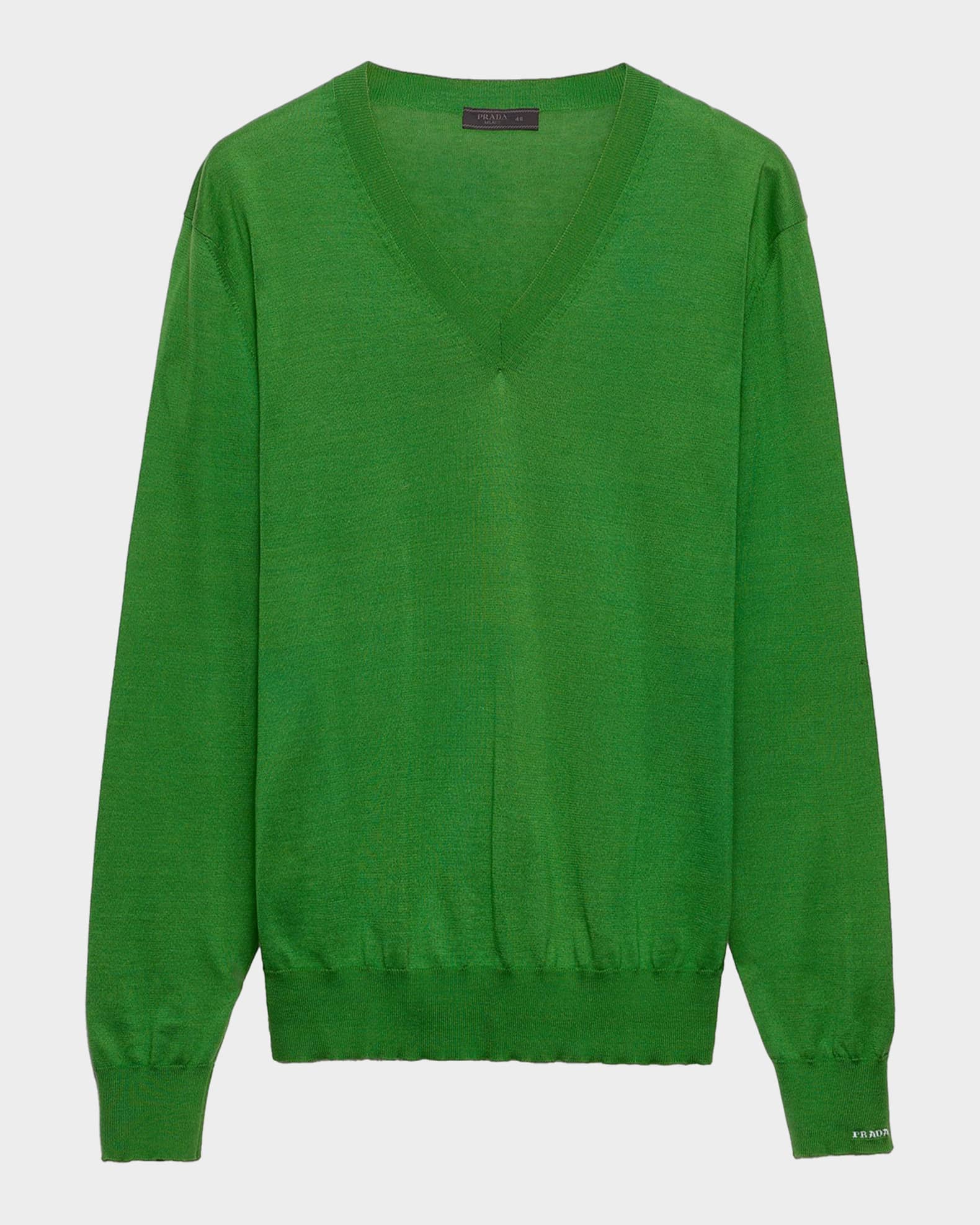Prada Men's Cotton V-Neck Sweater | Neiman Marcus