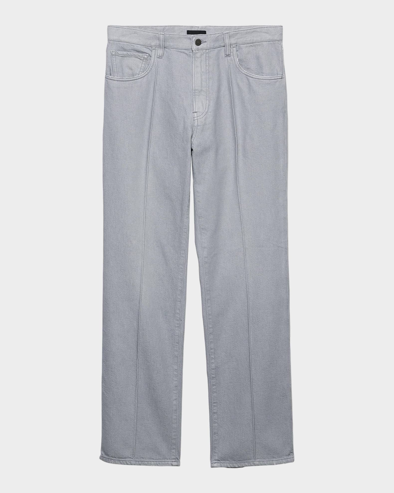 Prada Men's Washed Denim Creased-Front Straight-Leg Jeans | Neiman