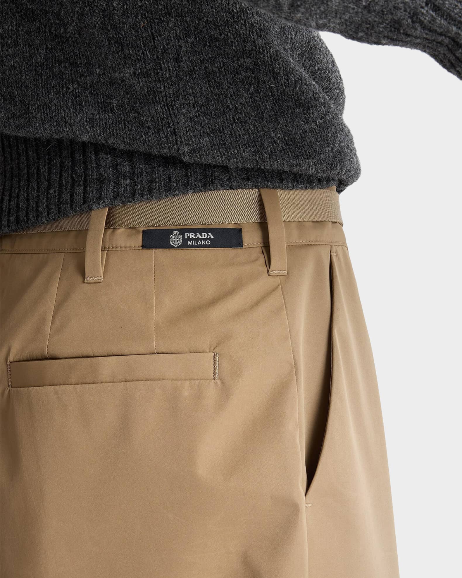 Prada Men's Technical Fabric Wide-Leg Pants | Neiman Marcus