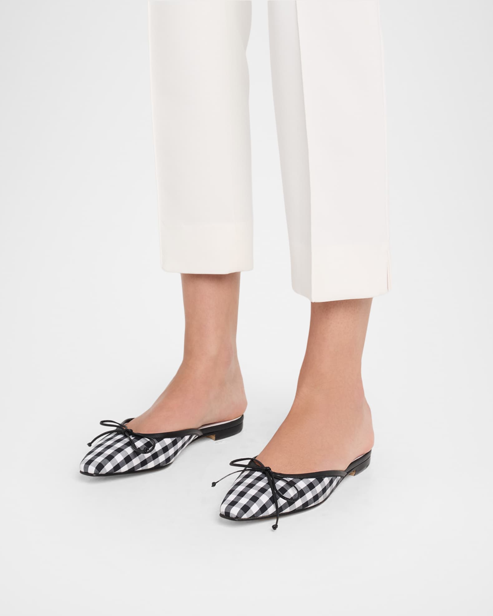 Manolo Blahnik Ballerimu Gingham Mules | Neiman Marcus