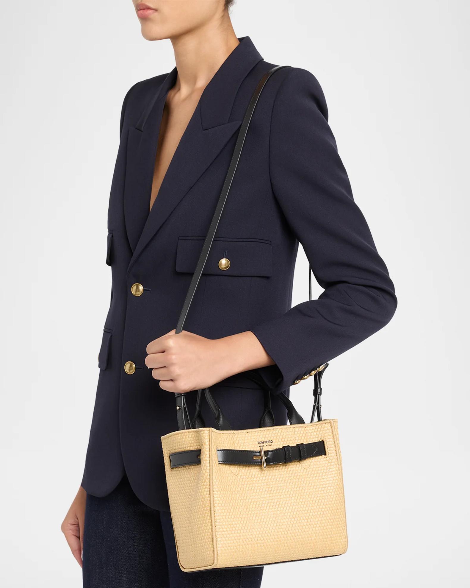 TOM FORD Audrey Small Raffia Top-Handle Bag | Neiman Marcus