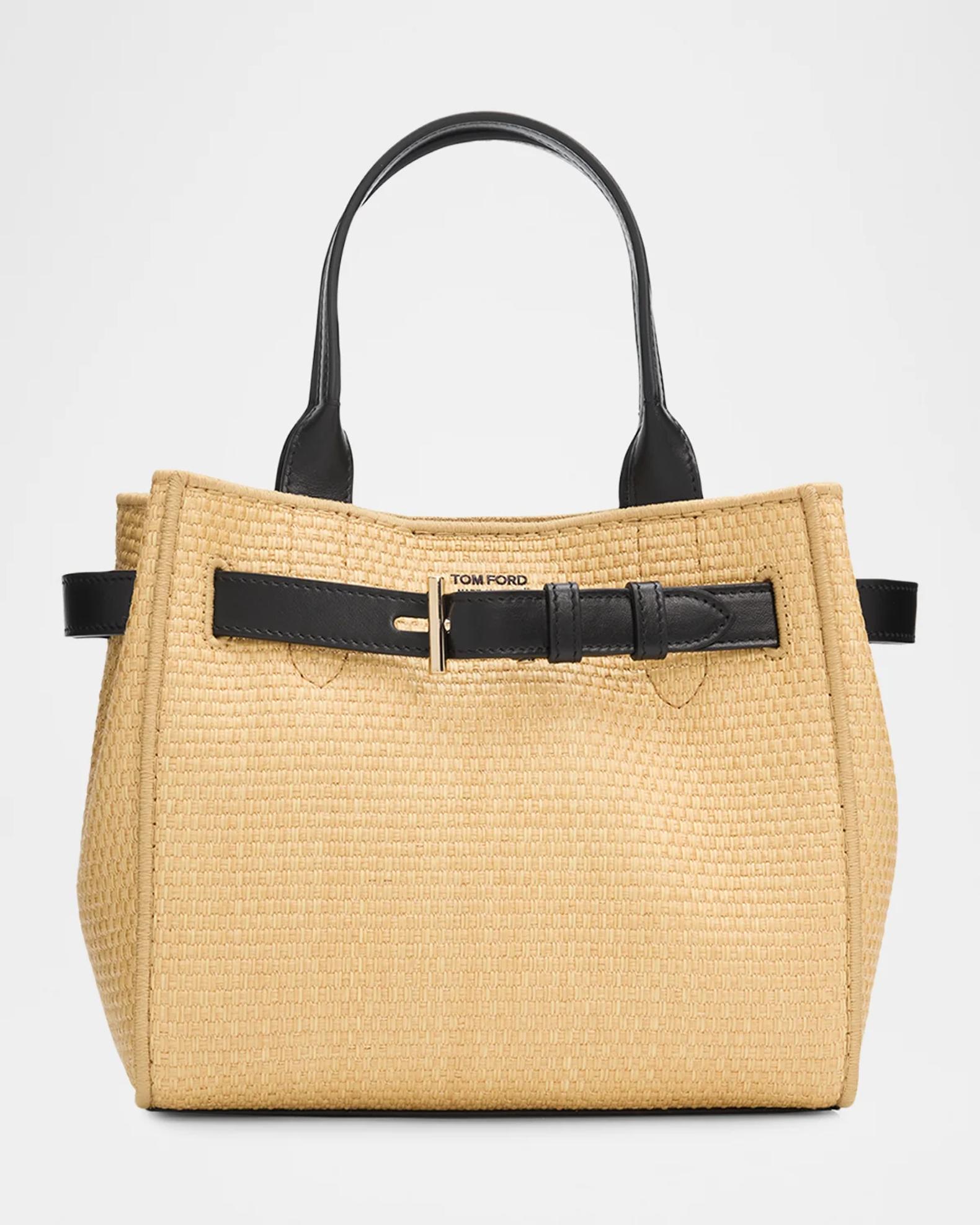 TOM FORD Audrey Small Raffia Top-Handle Bag | Neiman Marcus