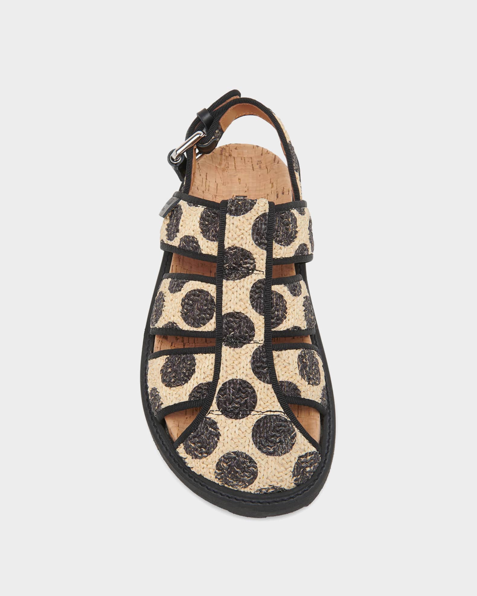 Moschino Polka Dot Raffia Fisherman Sandals | Neiman Marcus