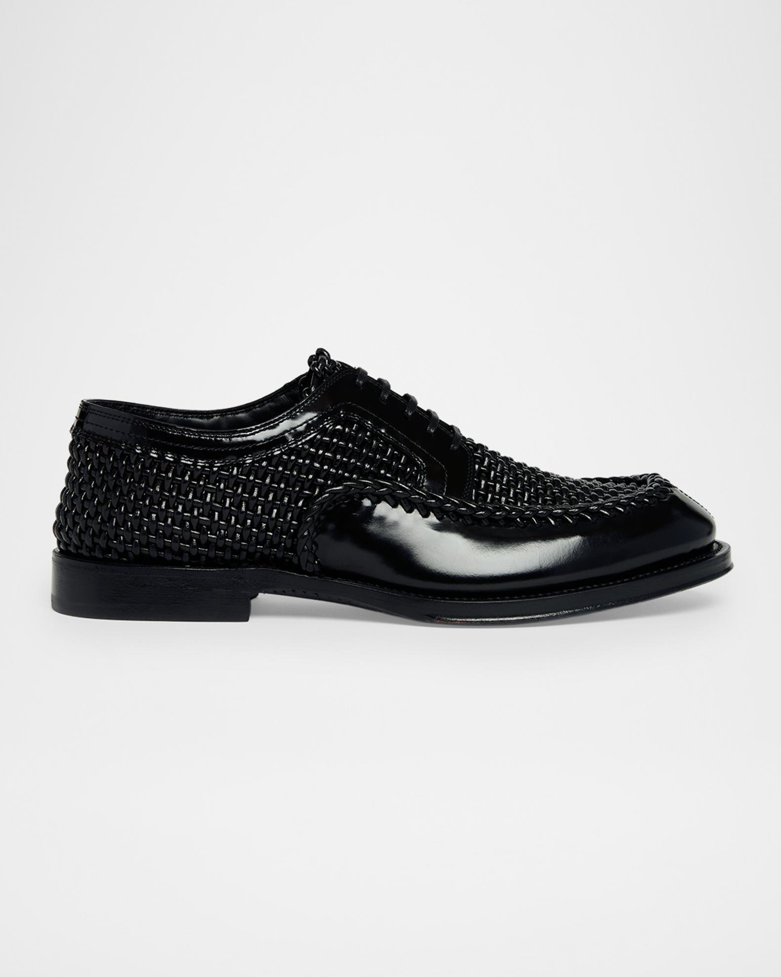 Dolce&Gabbana Men's Calfskin Woven Derby Shoes | Neiman Marcus